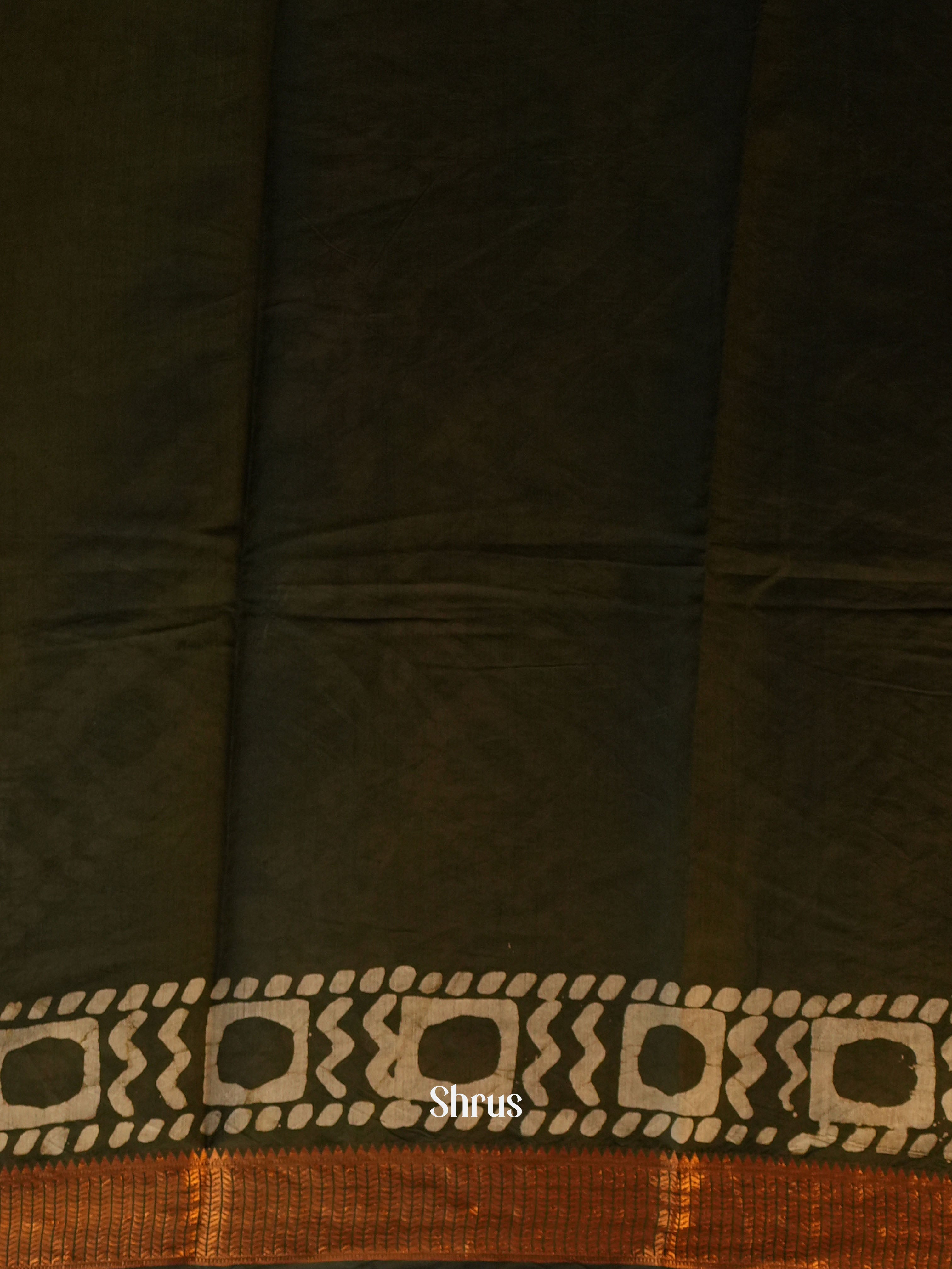 Green - Semi Chanderi Saree - Shop on Shrus.com