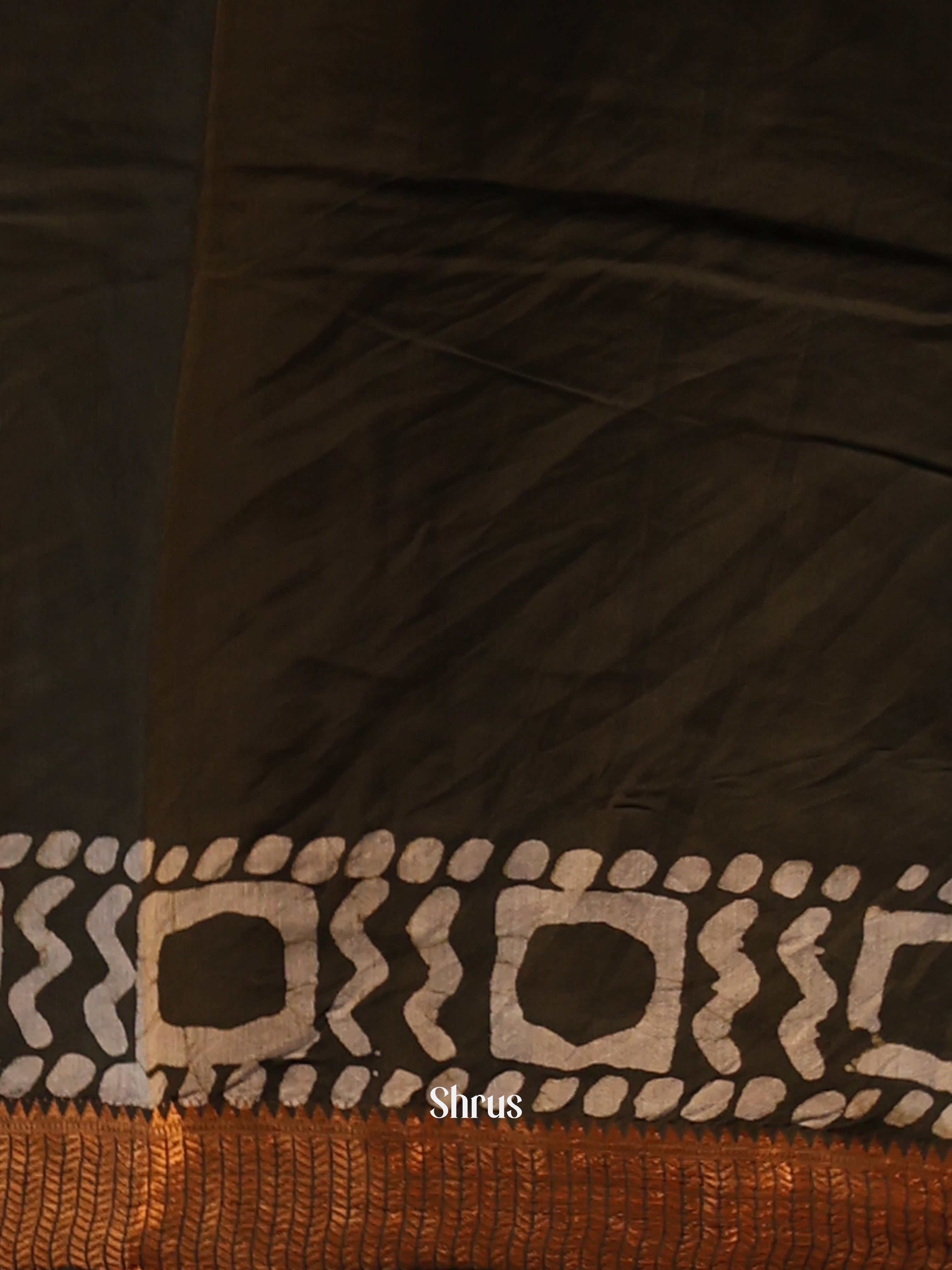 Green - Semi Chanderi Saree - Shop on Shrus.com
