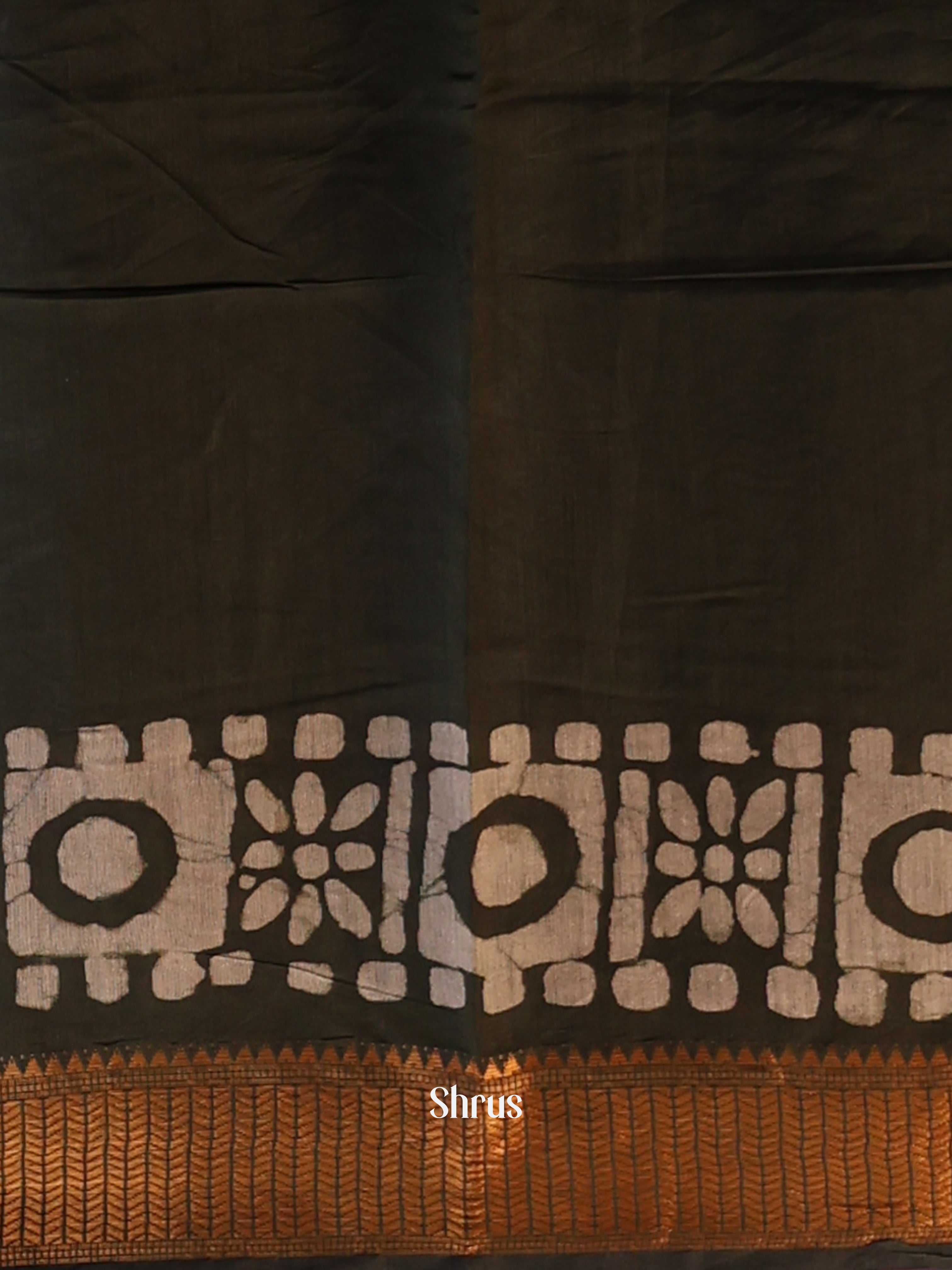 Green - Semi Chanderi Saree - Shop on Shrus.com