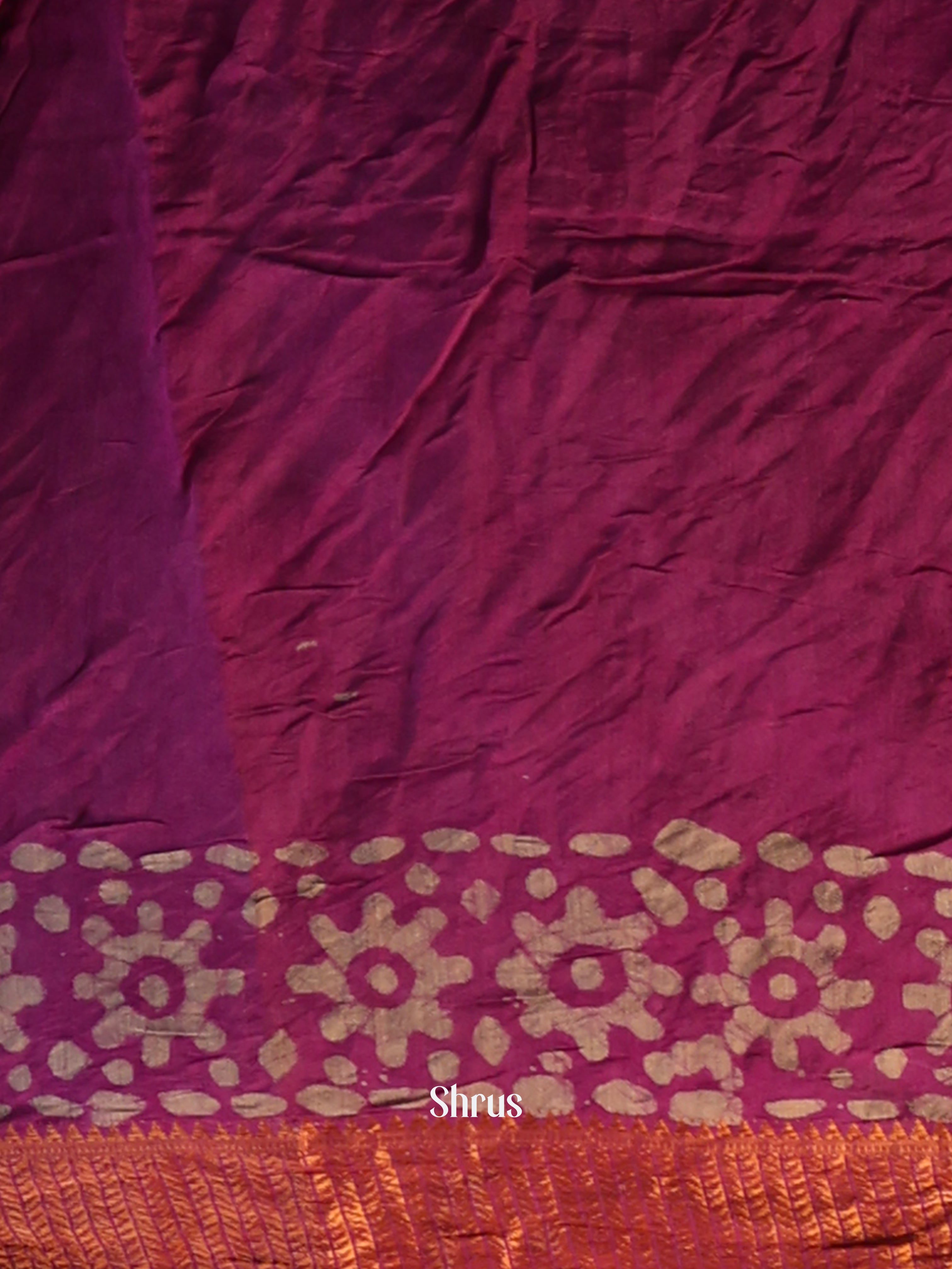 Purple - Semi Chanderi Saree - Shop on Shrus.com