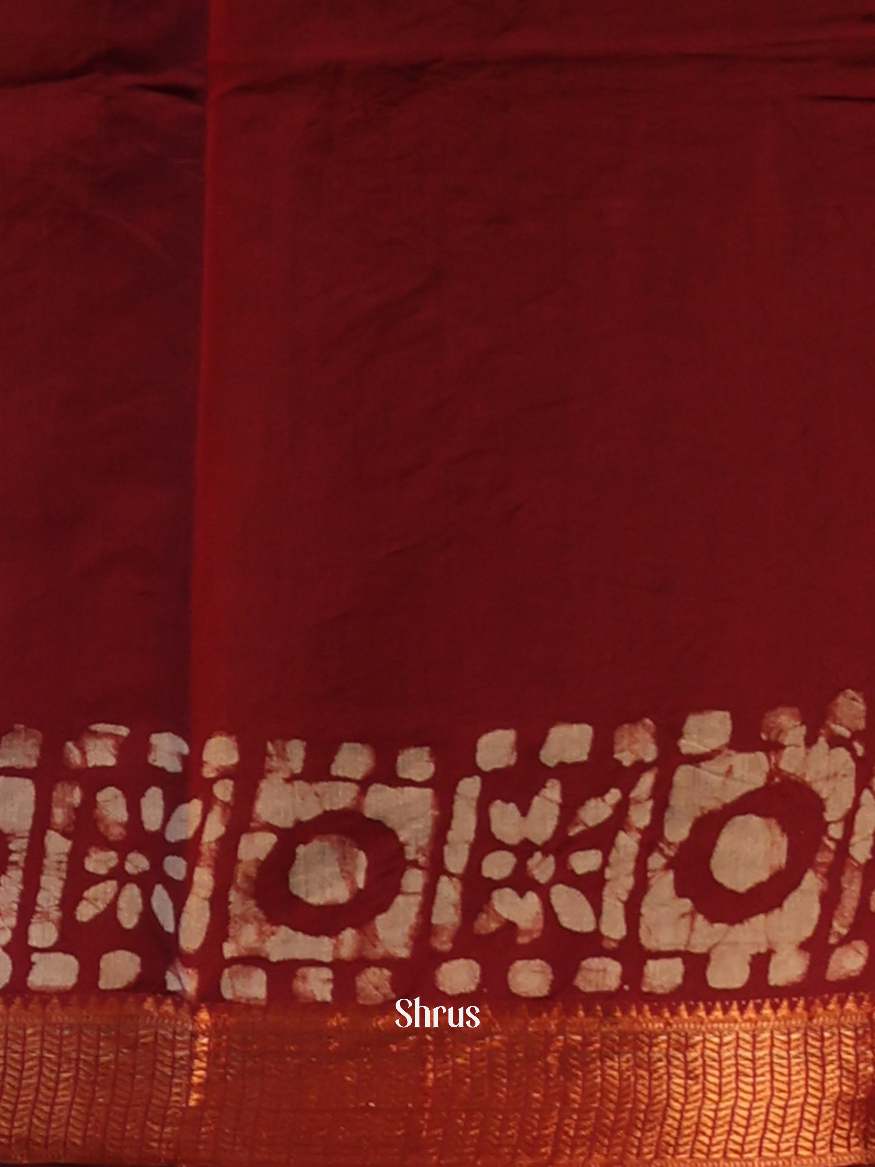 Maroon - Semi Chanderi Saree - Shop on Shrus.com