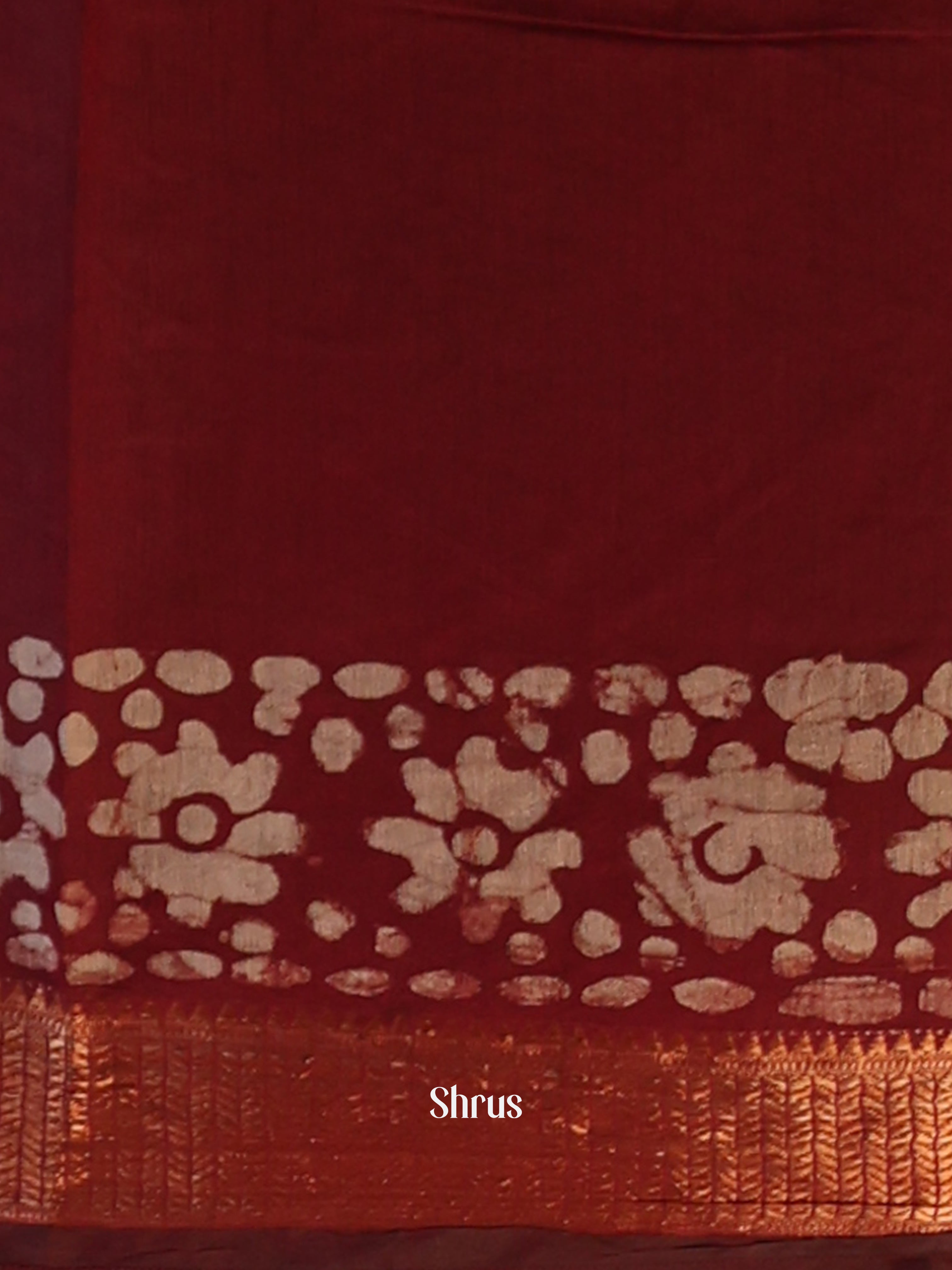 Maroon - Semi Chanderi Saree - Shop on Shrus.com