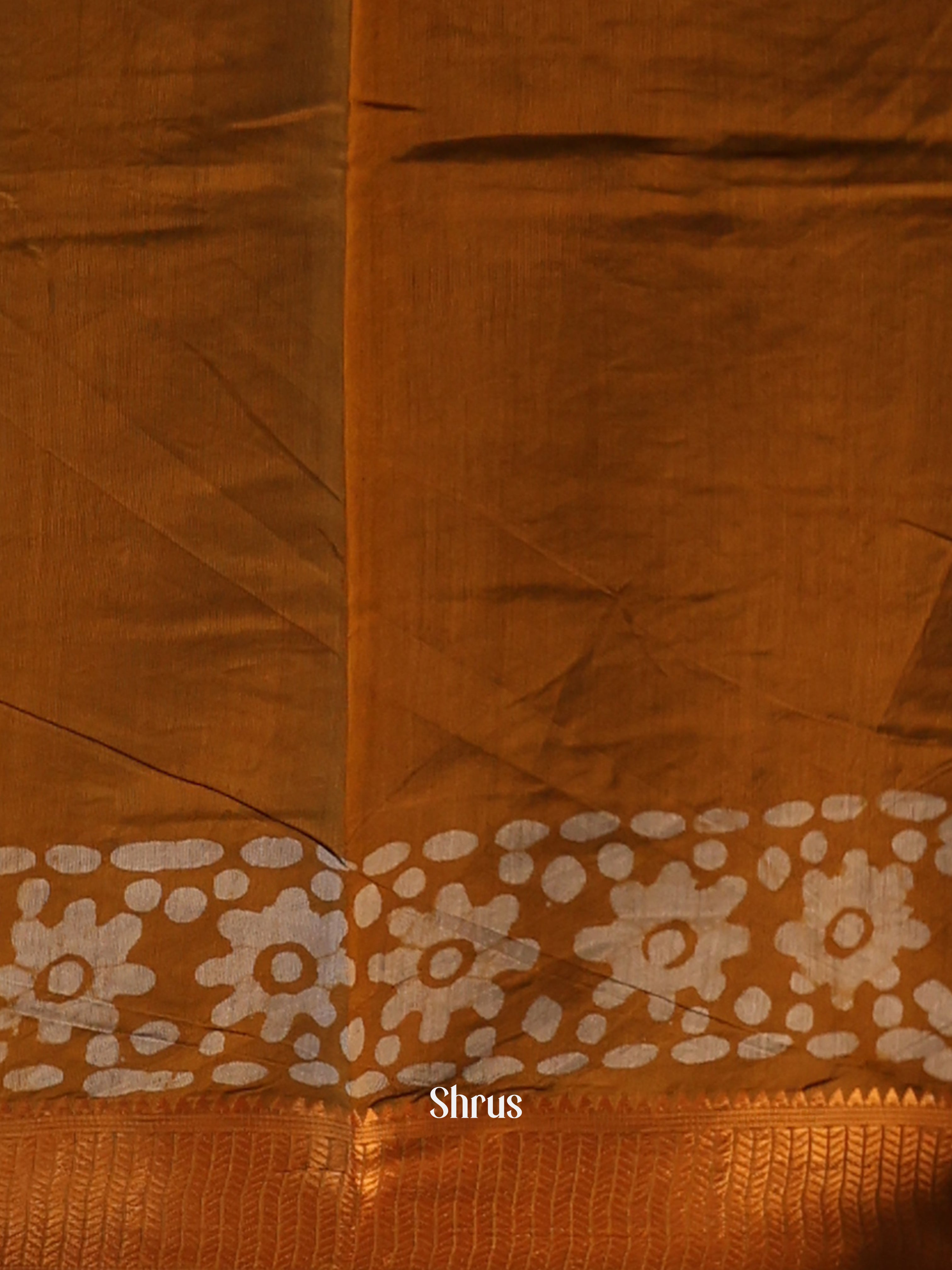 Golden Brown- Semi Chanderi Saree - Shop on Shrus.com