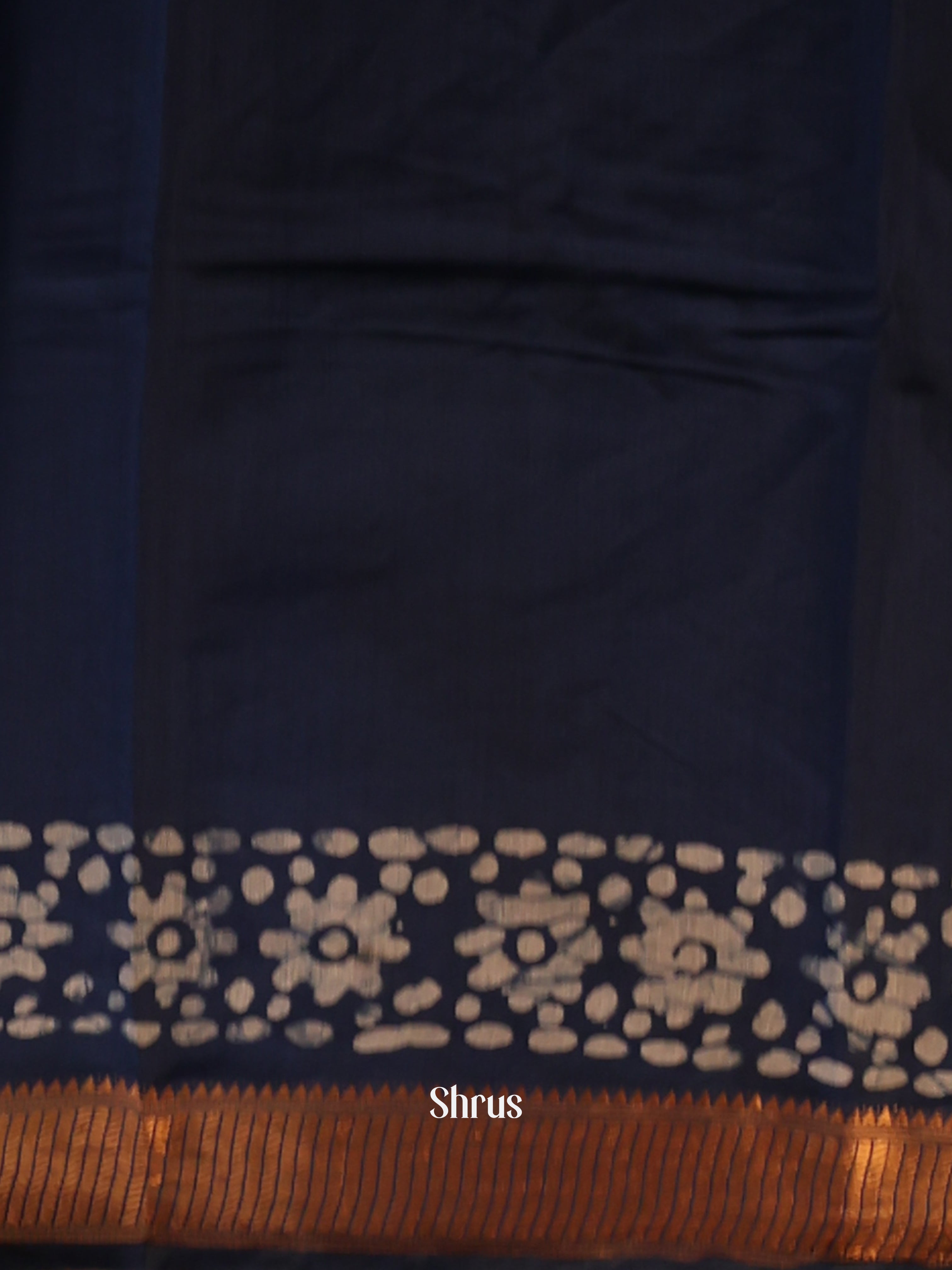 Blue - Semi Chanderi Saree - Shop on Shrus.com