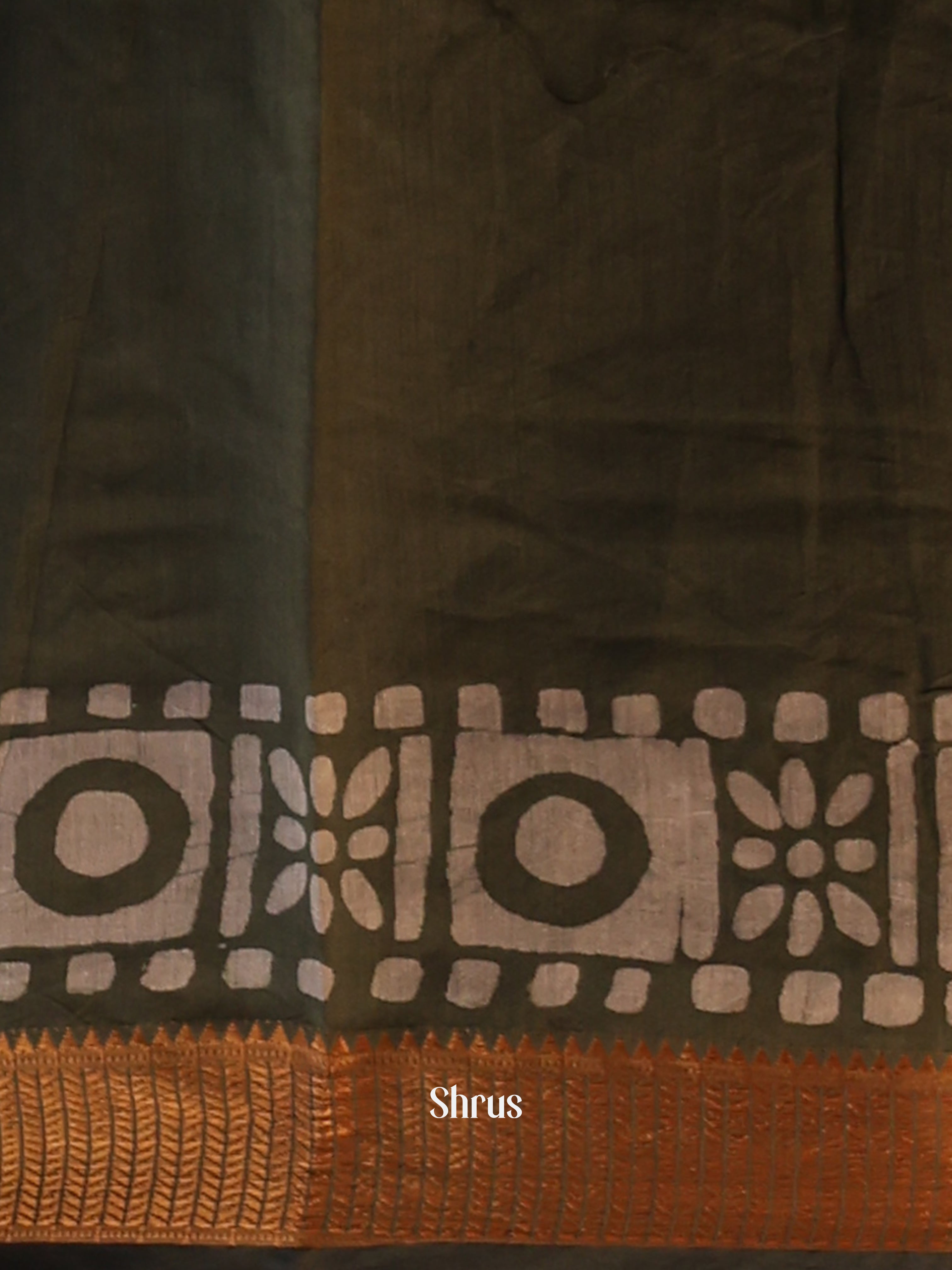 Green - Semi Chanderi Saree - Shop on Shrus.com