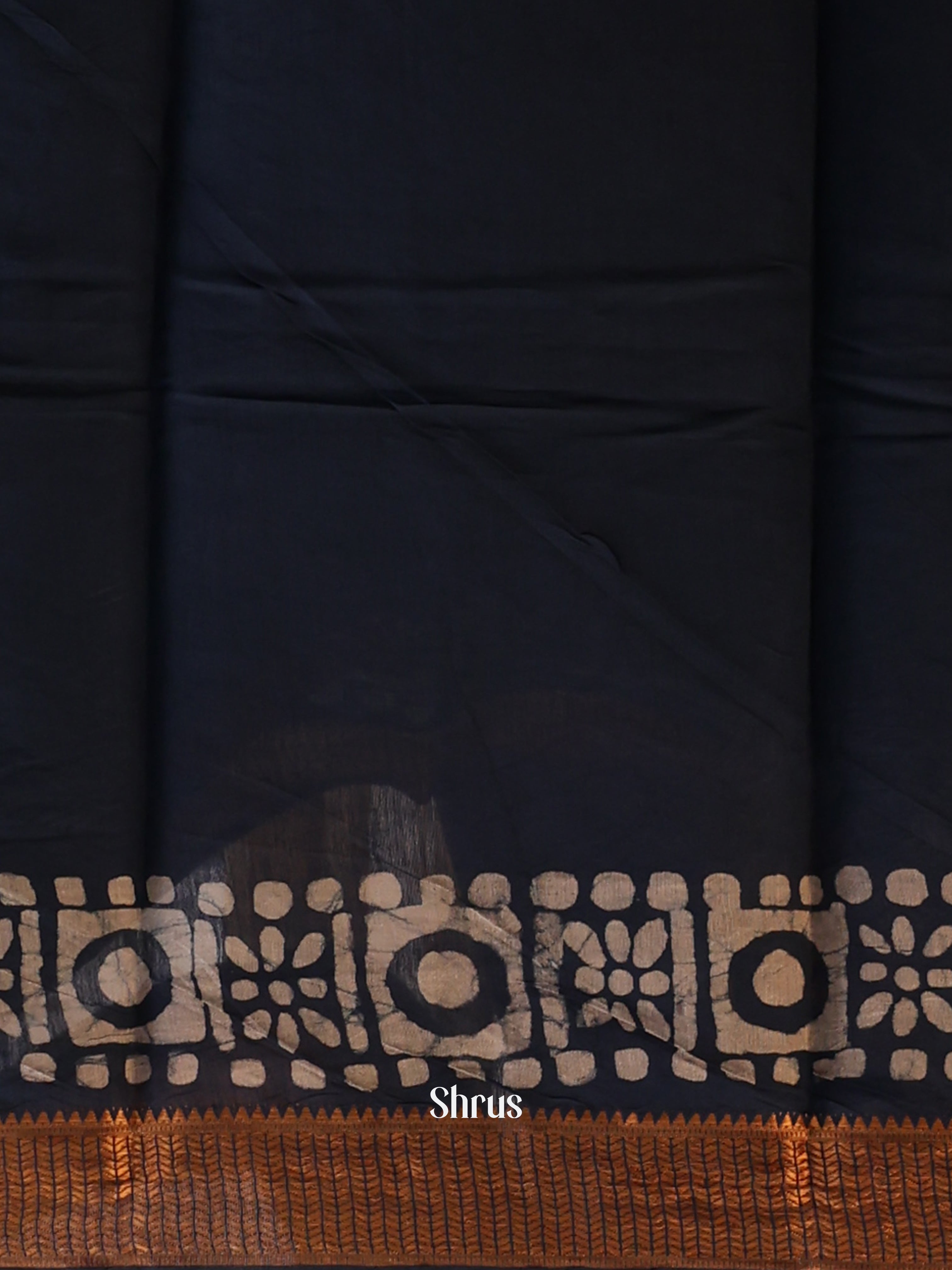 Blue - Semi Chanderi Saree - Shop on Shrus.com