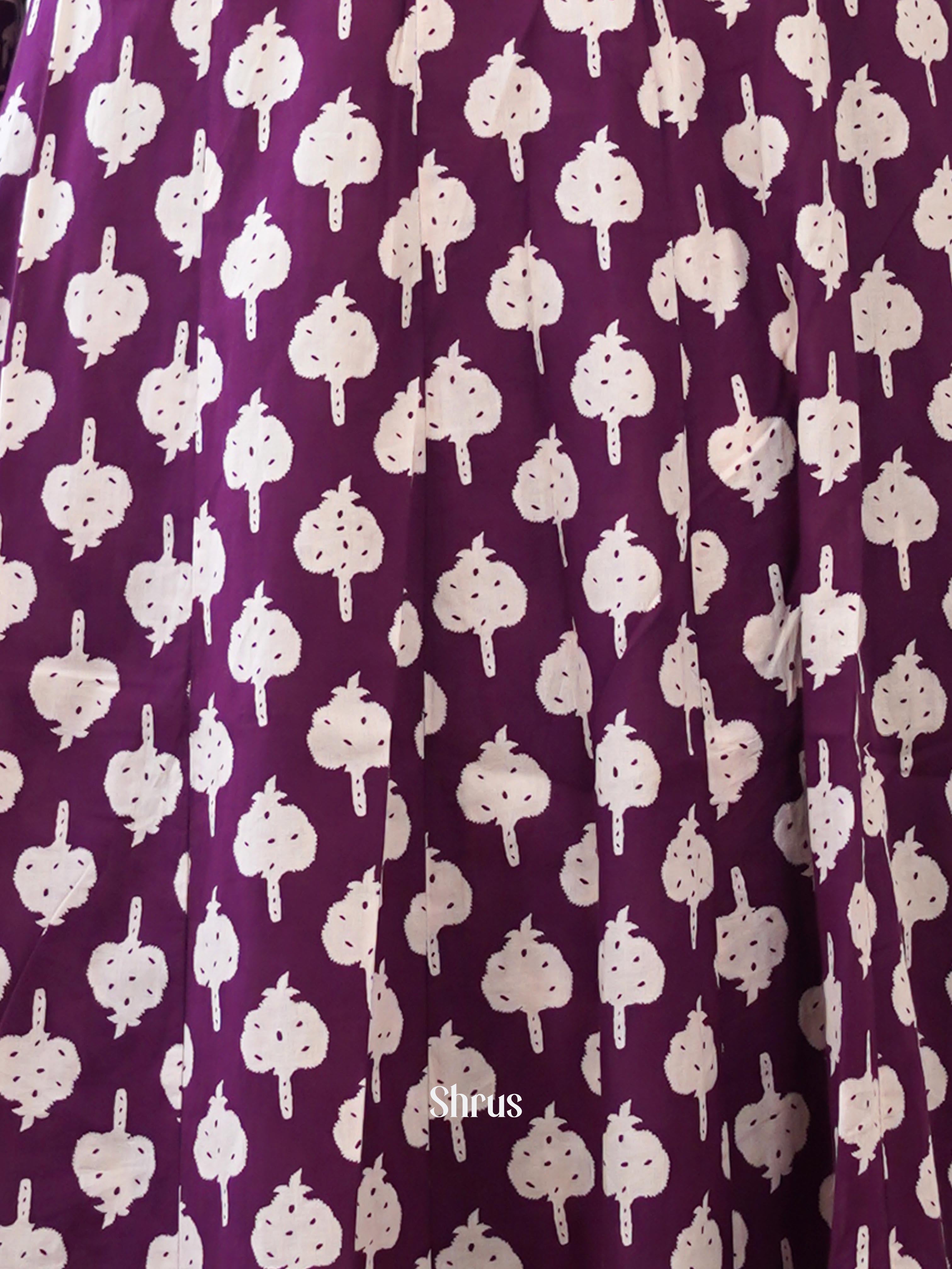 Purple - 3pc Anarkali printed Readymade Suits - Shop on Shrus.com