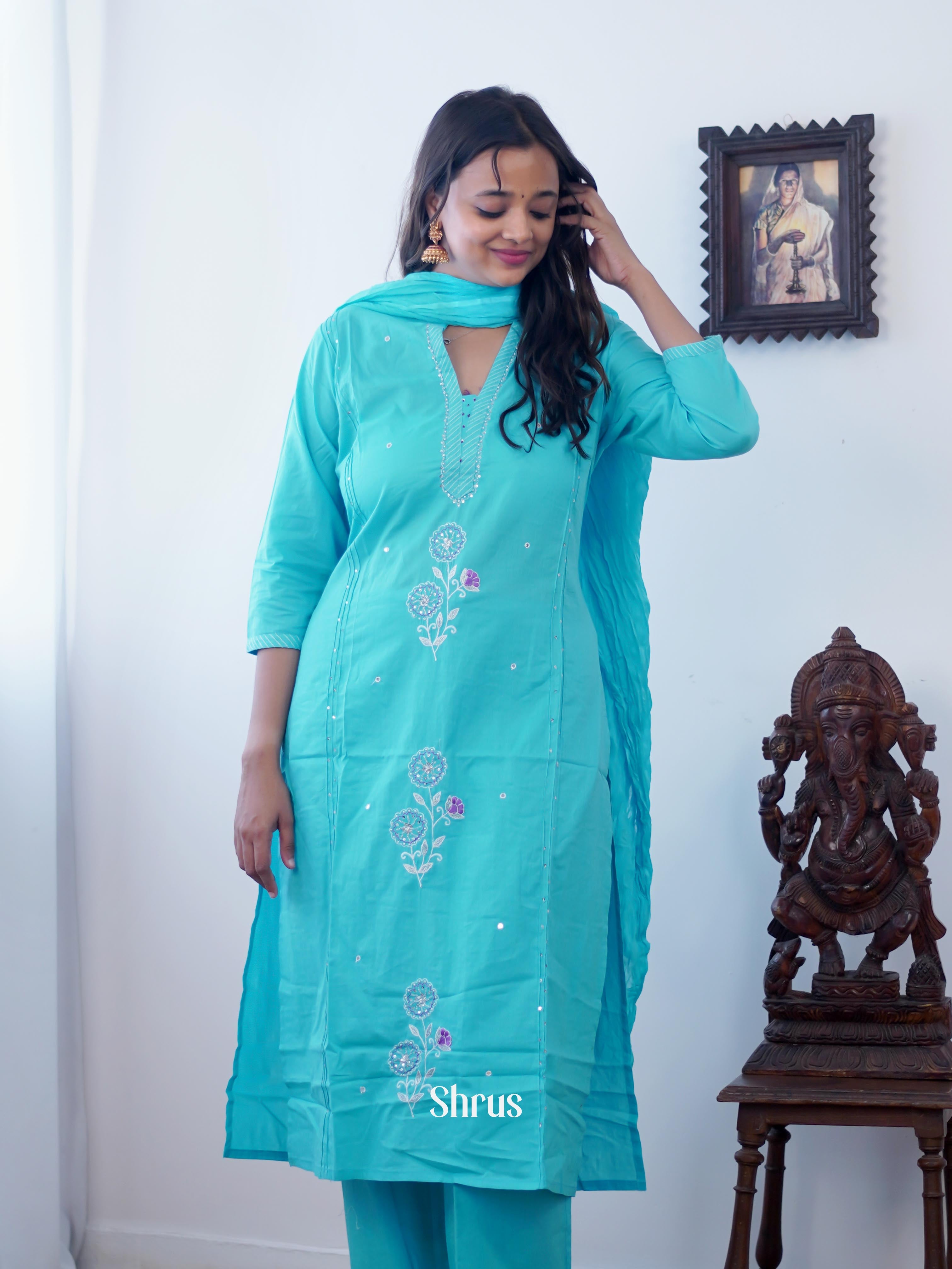 Blue - 3pc Straight Fit Readymade Suits - Shop on Shrus.com