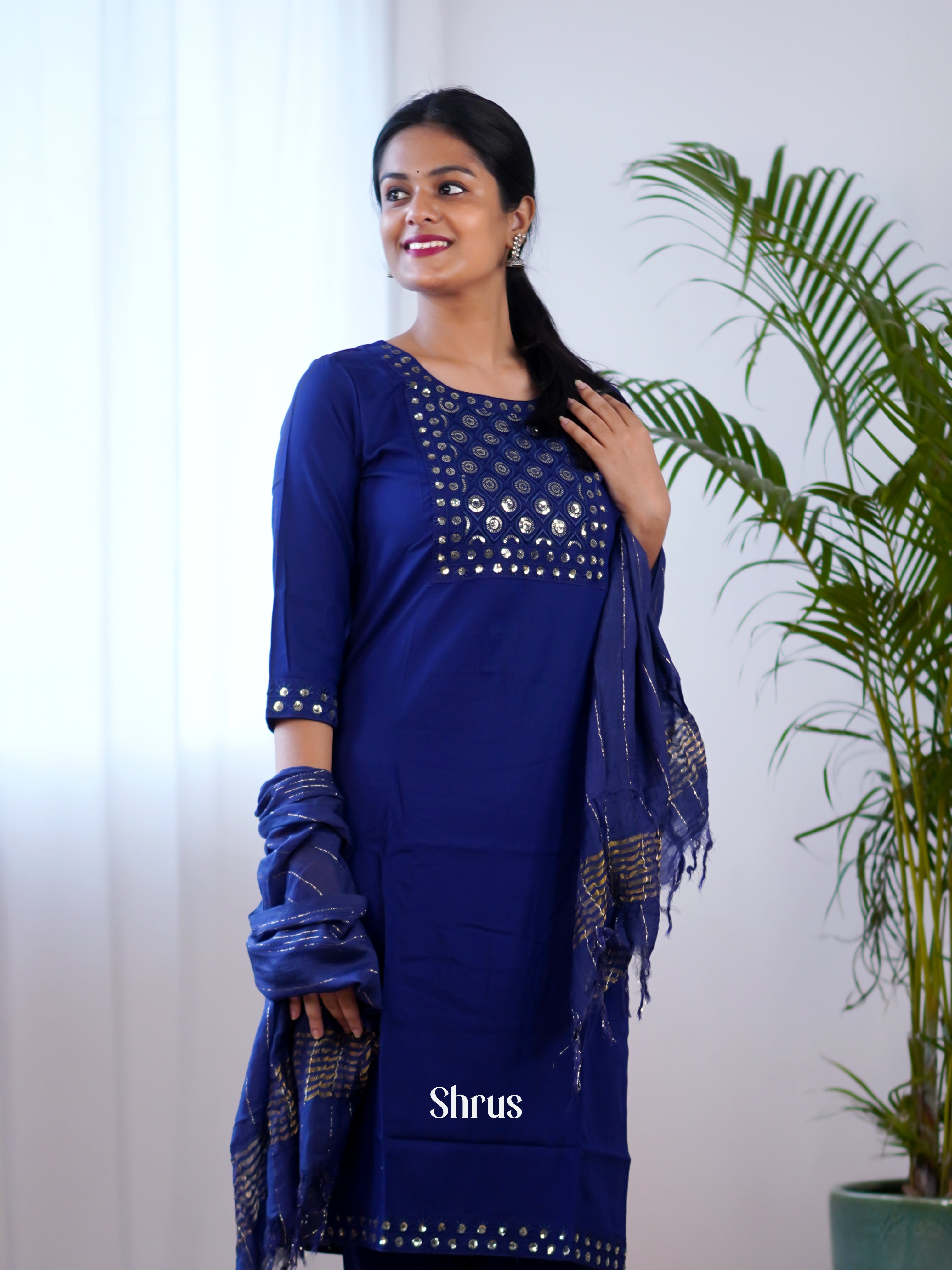 Blue -3pc Sequin embroidery Readymauplode Suits - Shop on Shrus.com