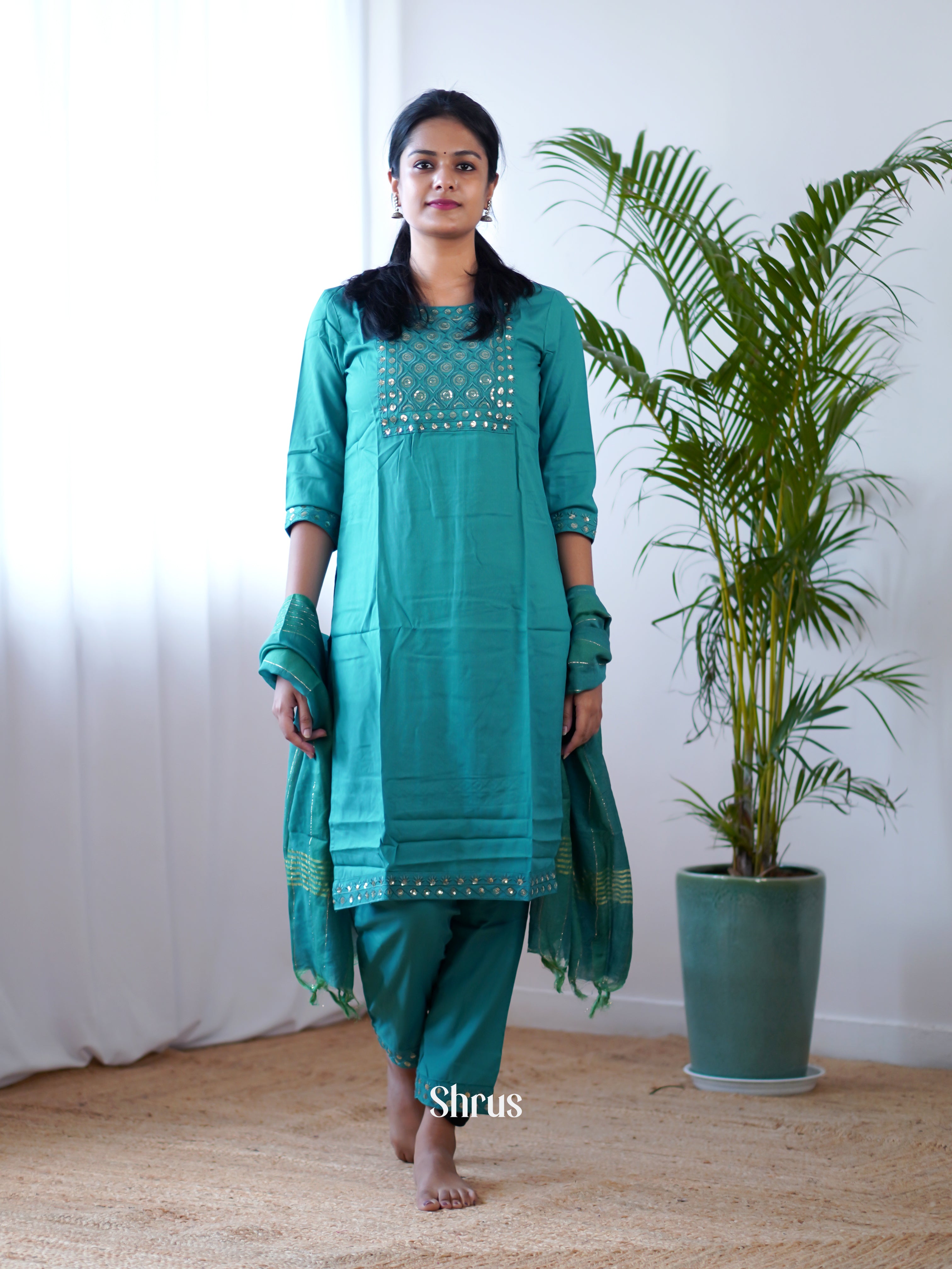 Blue - 3pc sequin work Readymade Suits - Shop on Shrus.com