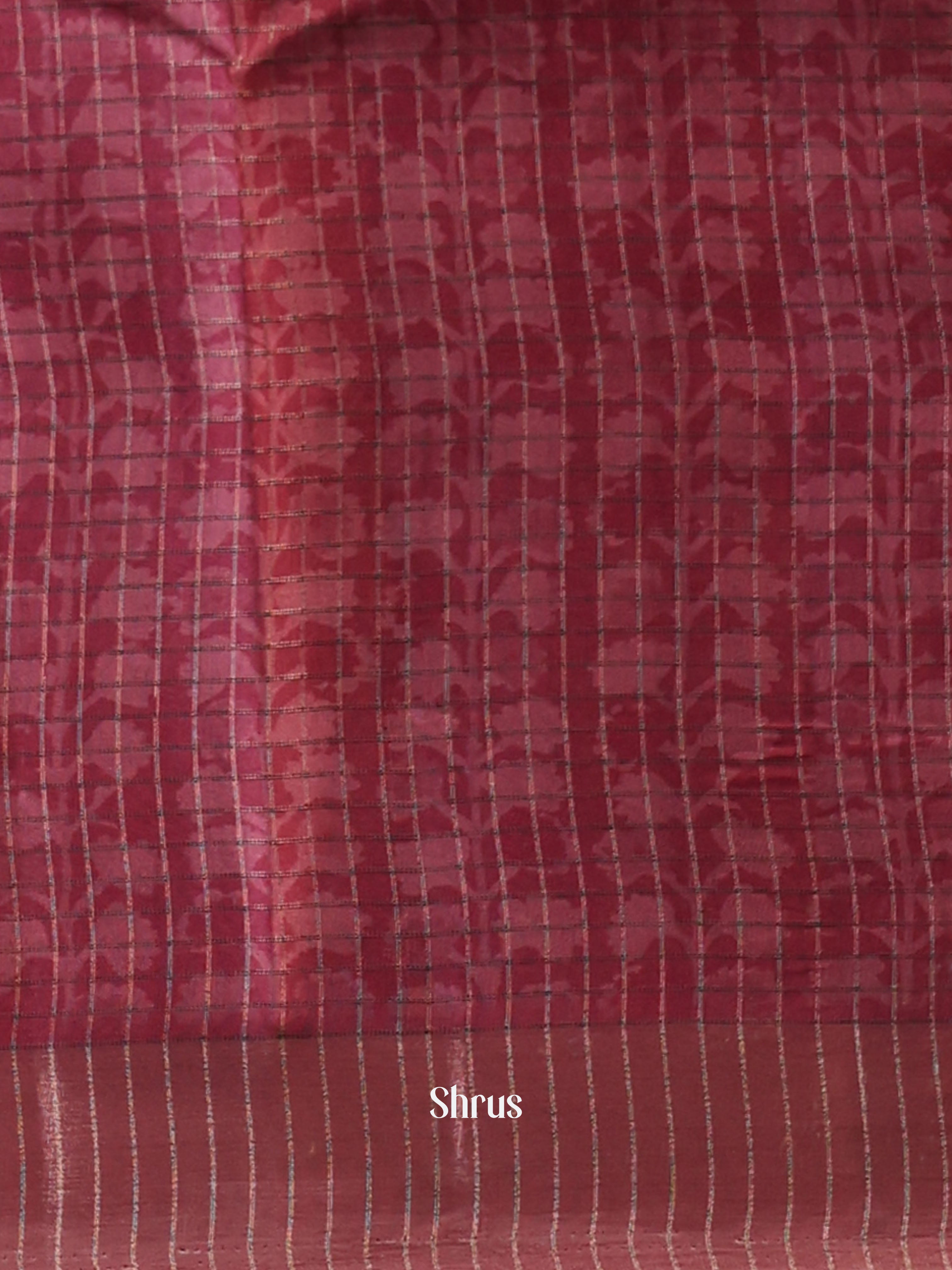 Maroon - Semi Tussar Saree - Shop on Shrus.com