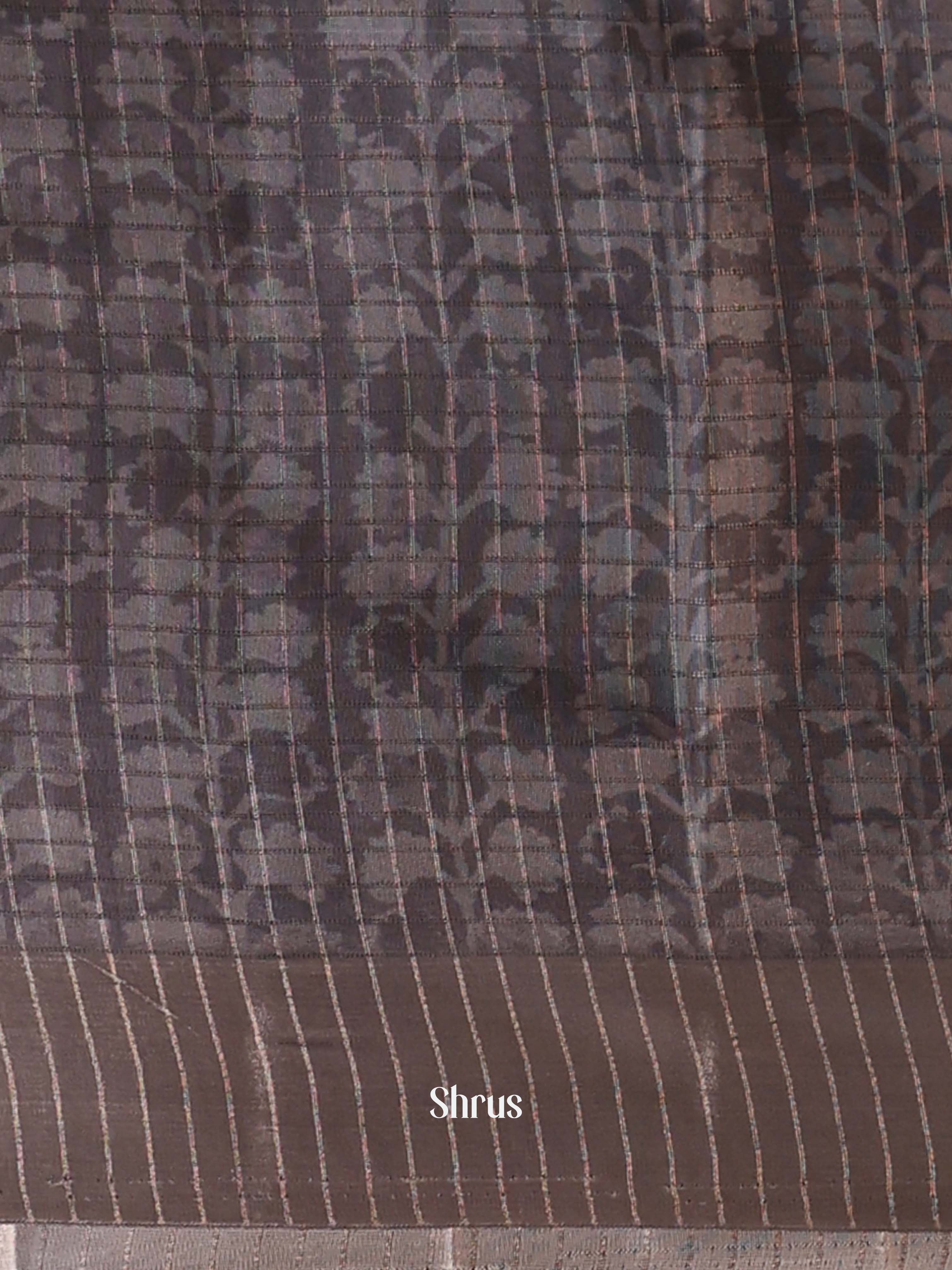 Greyish Black - Semi Tussar Saree - Shop on Shrus.com