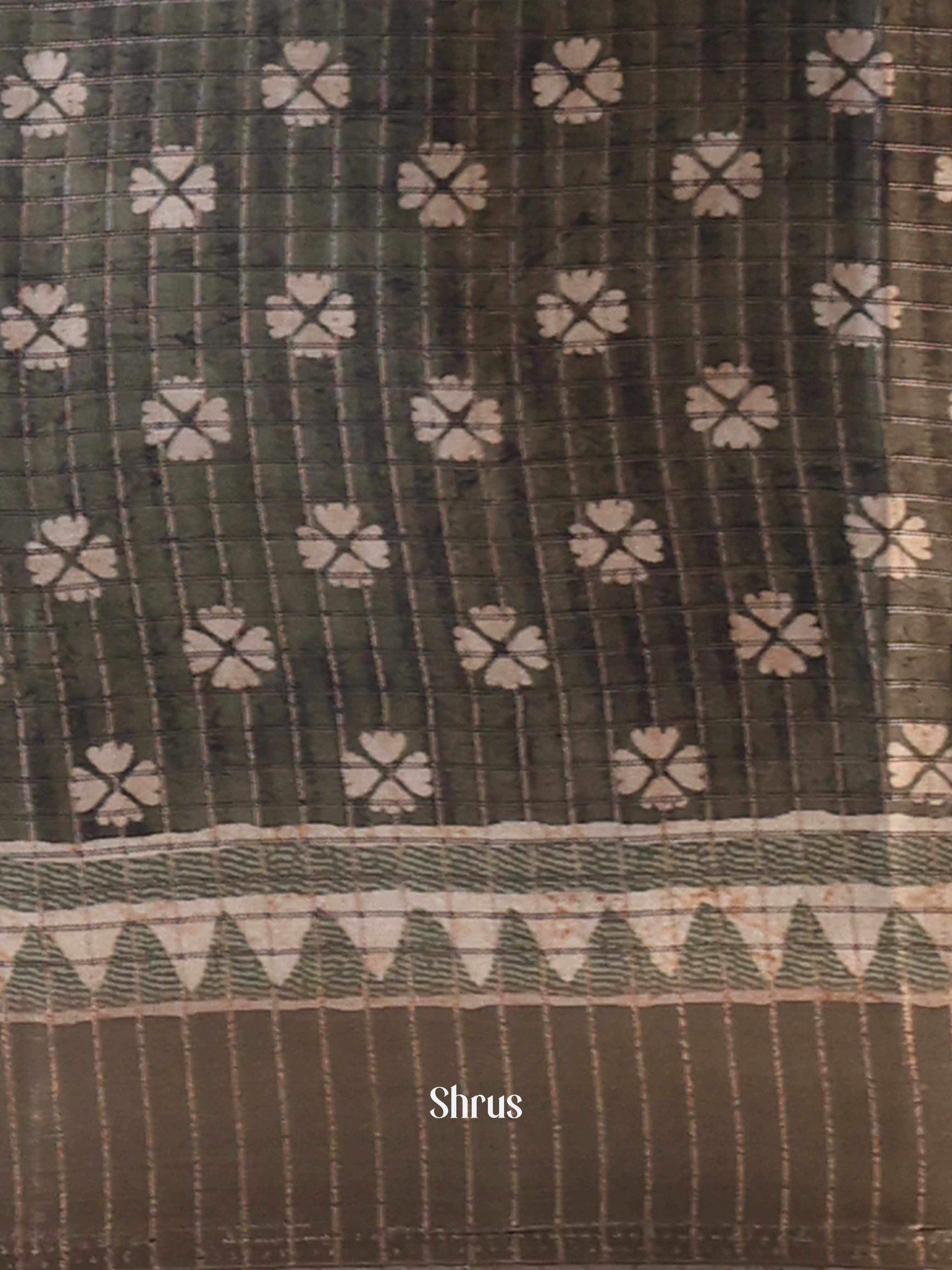 Grey - Semi Tussar Saree - Shop on Shrus.com