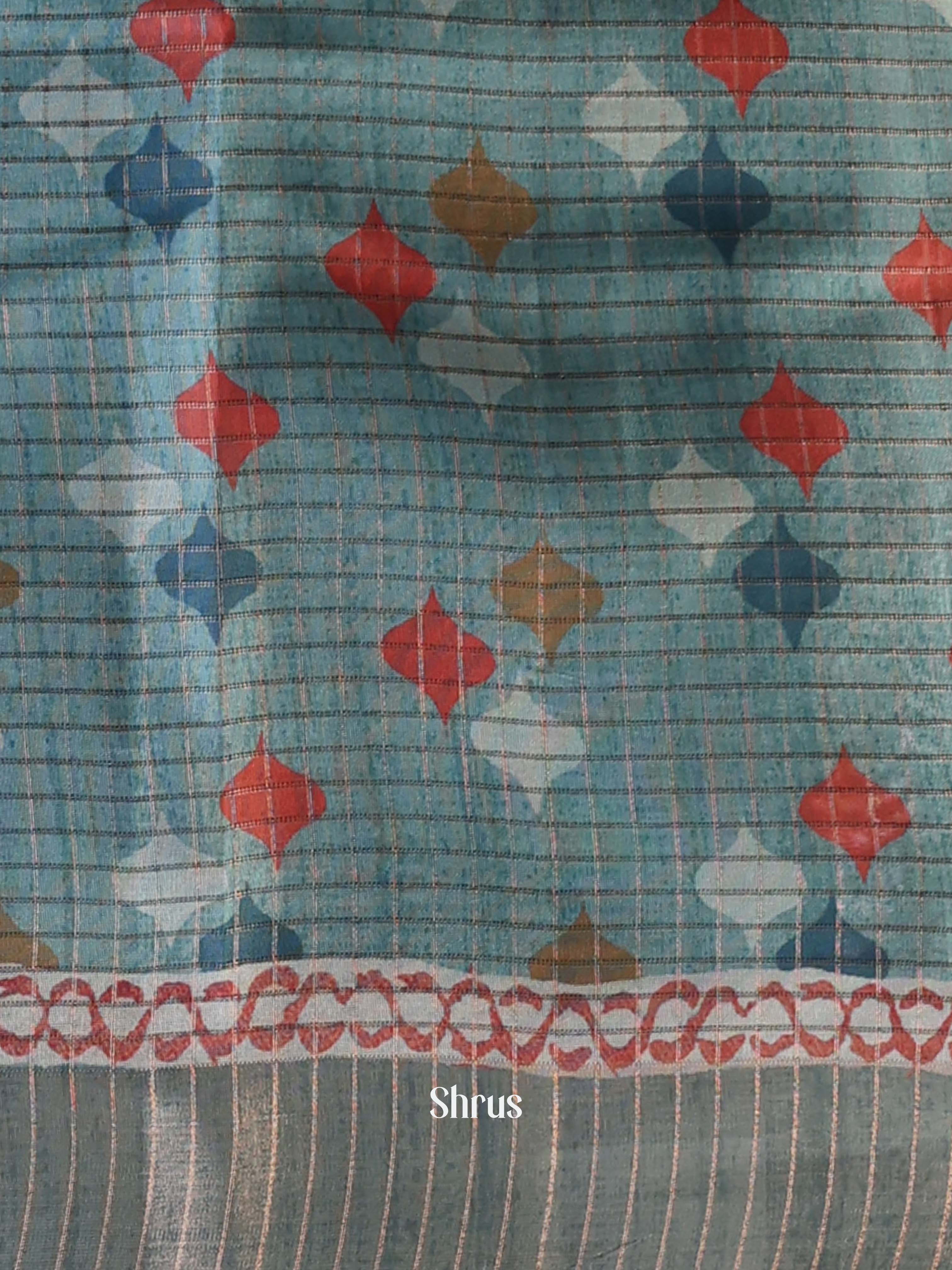 Blue - Semi Tussar Saree - Shop on Shrus.com