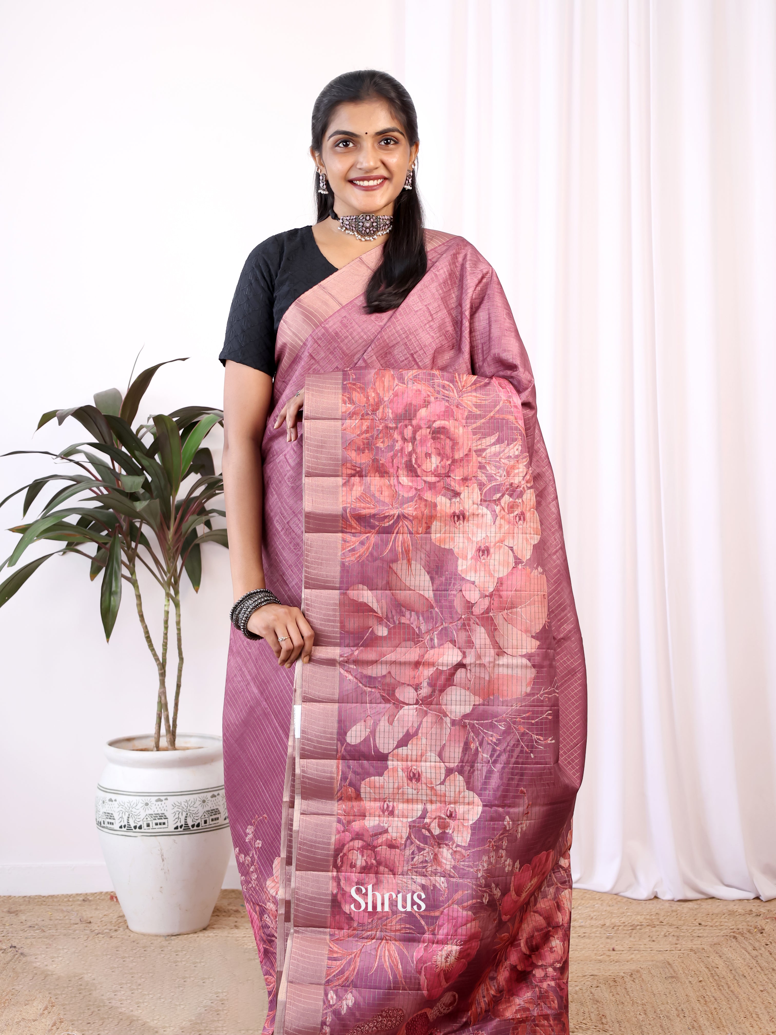 Onion Peel - Semi Tussar Saree - Shop on Shrus.com