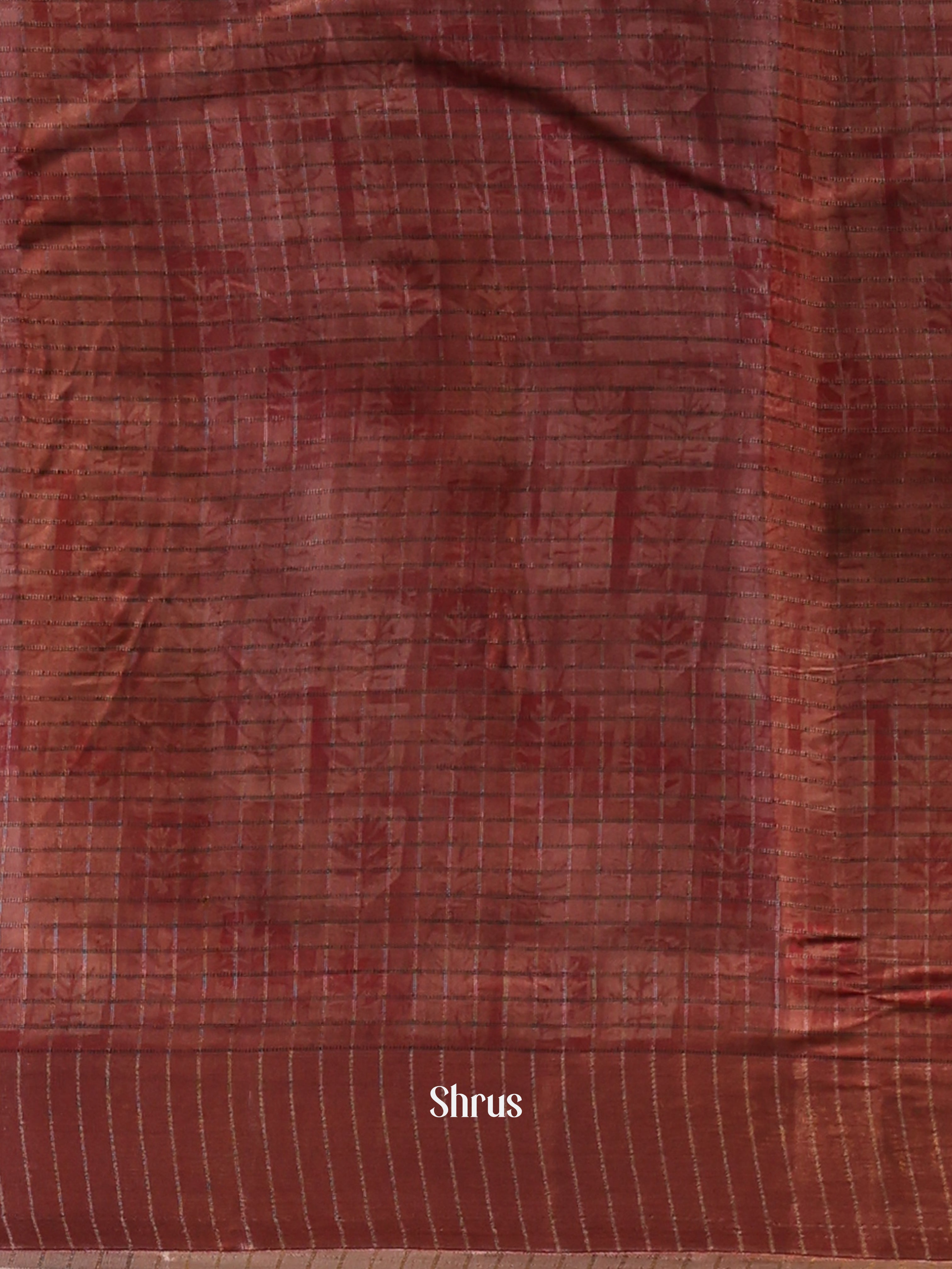 Brown - Semi Tussar Saree - Shop on Shrus.com