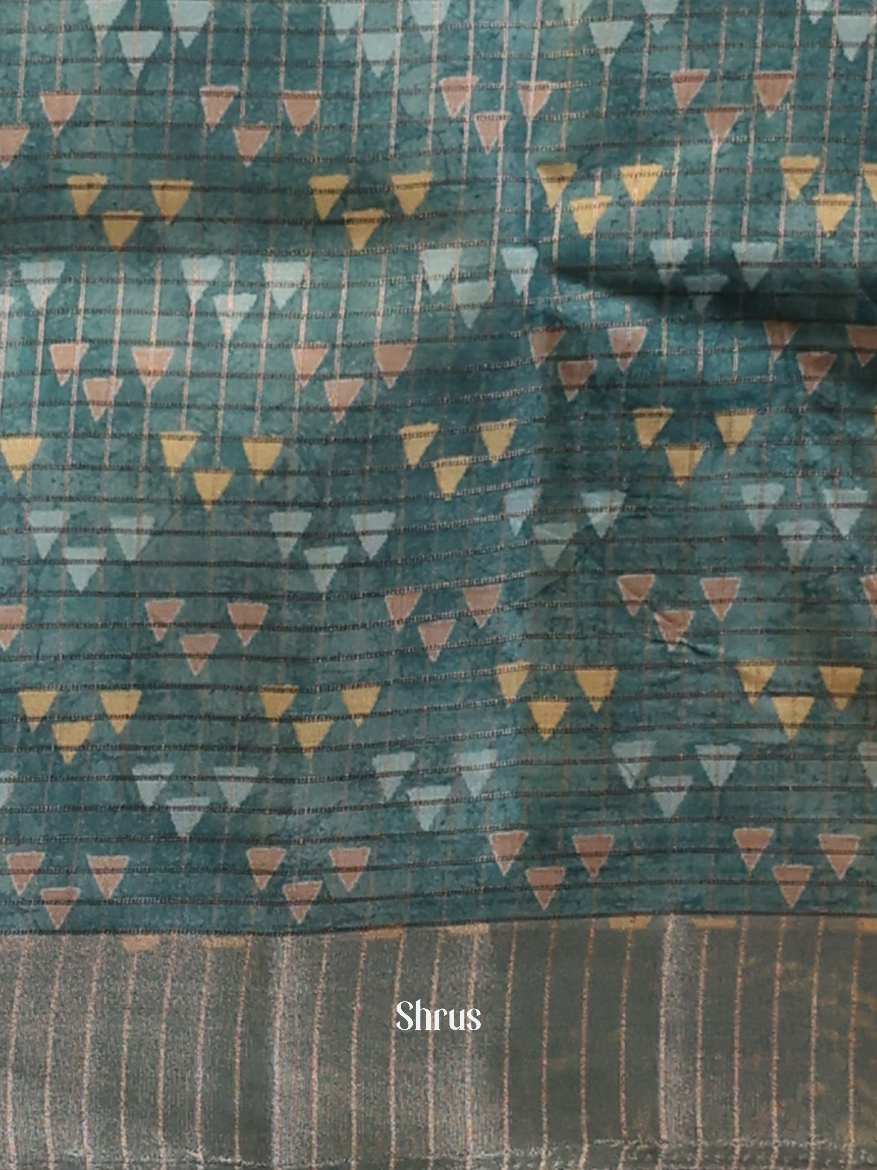 Cream & Blue - Semi Tussar Saree - Shop on Shrus.com