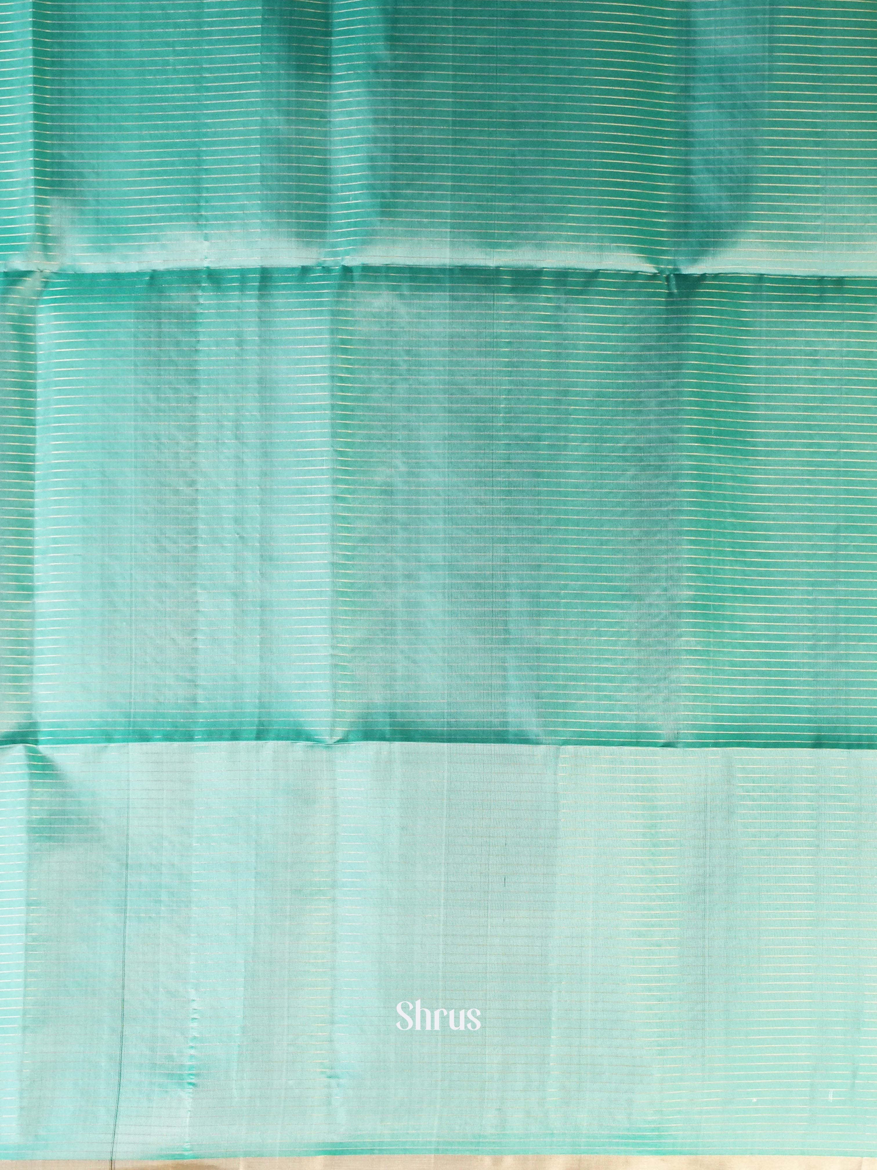 Cream & Teal- Soft Silk Saree - Shop on Shrus.com