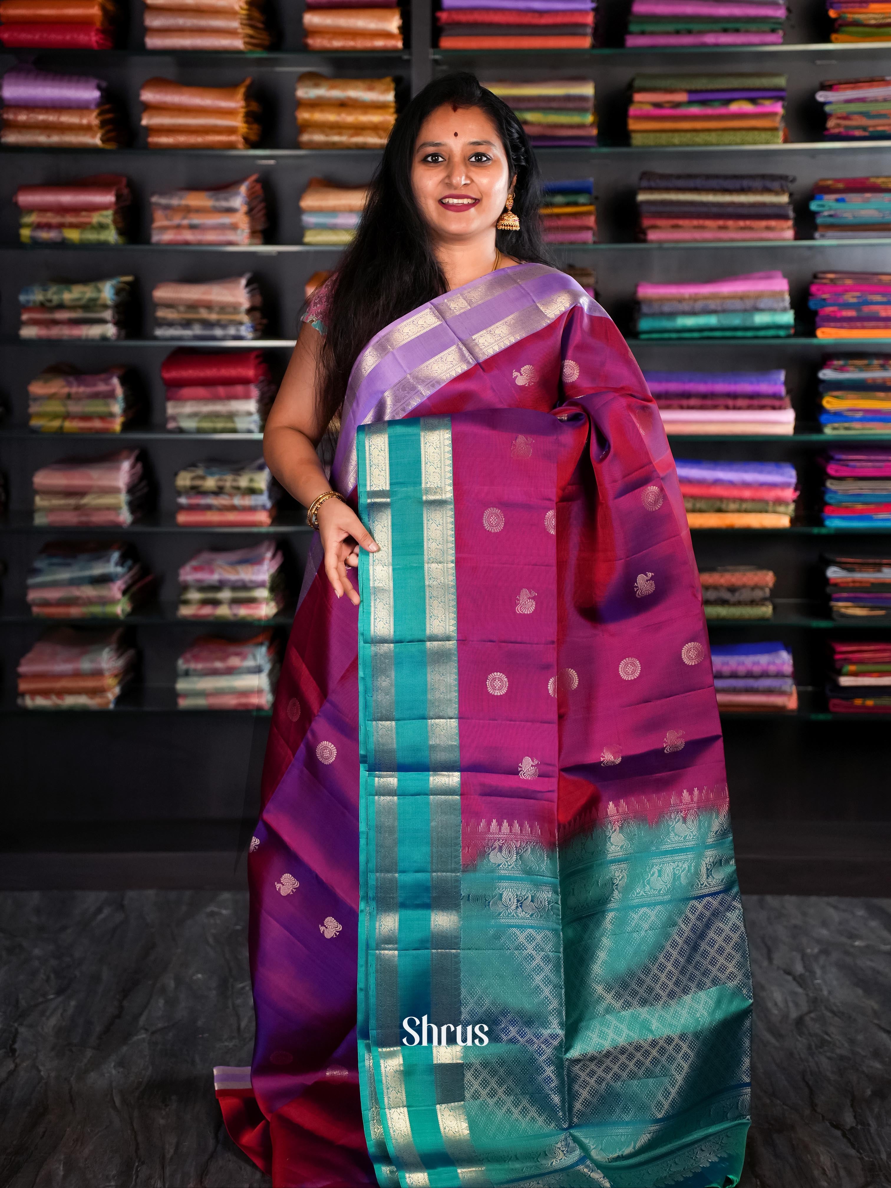 Purple & Lavender- Soft Silk Saree - Shop on Shrus.com