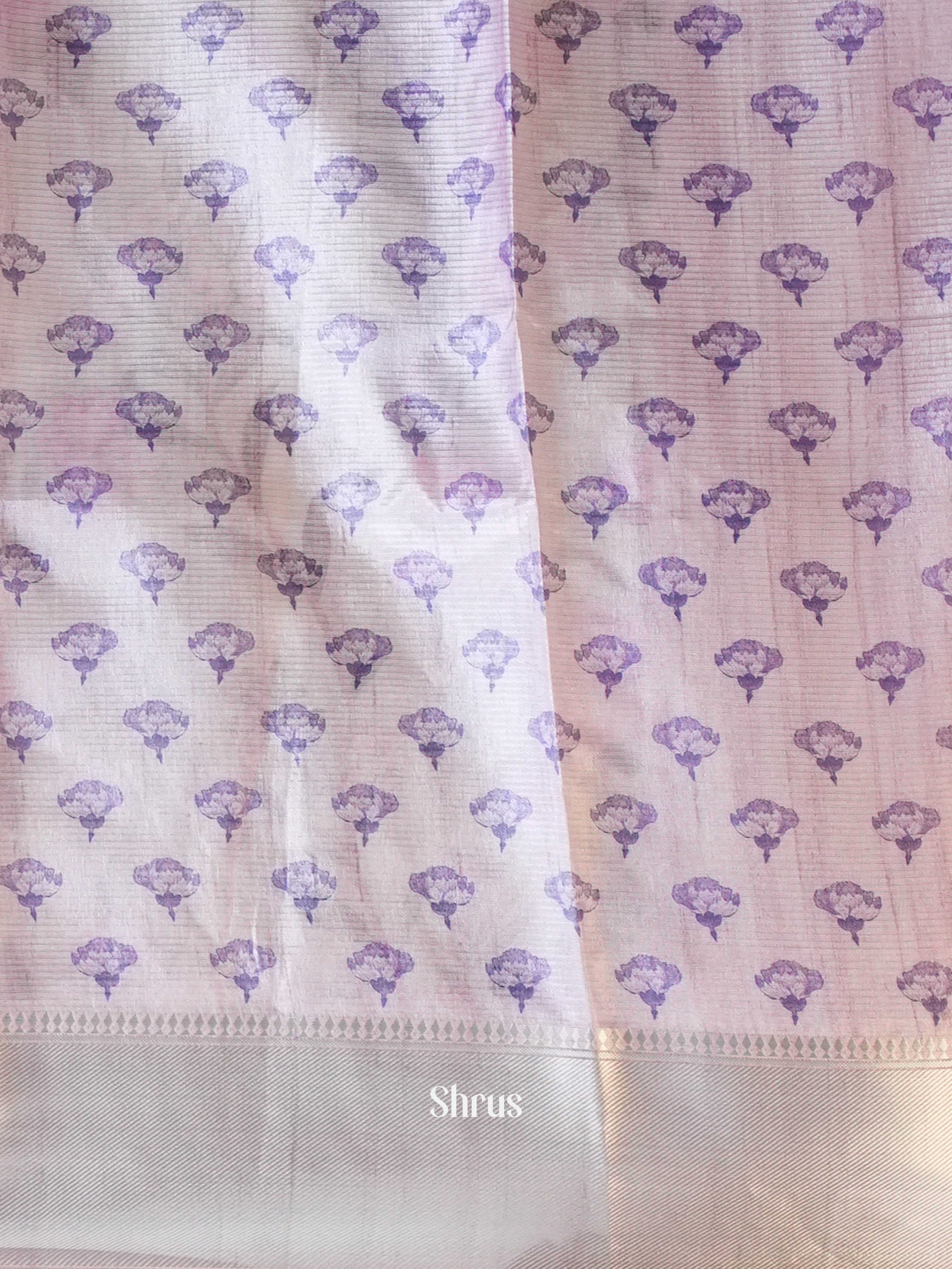 Green & Lavender - Printed Tussar Saree - Shop on Shrus.com