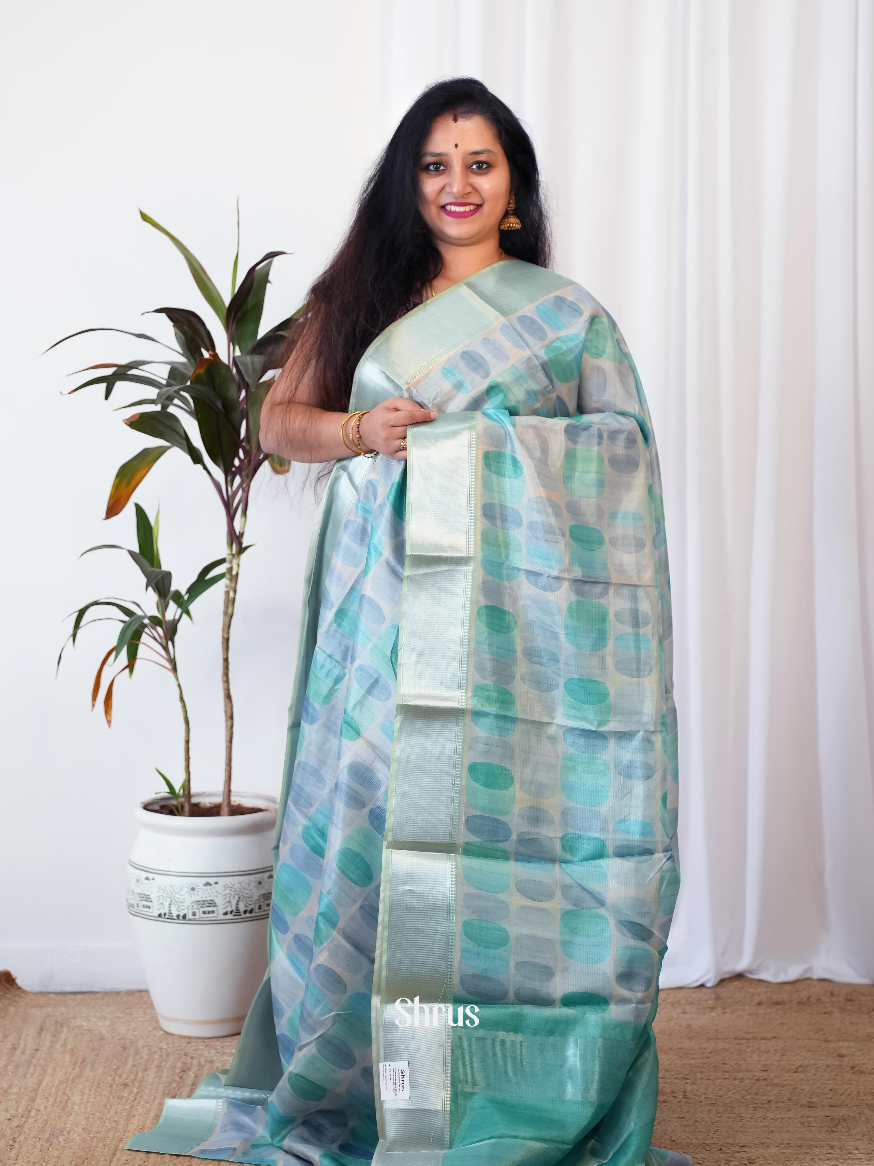 Pastel Green - Printed Semi Tussar - Shop on Shrus.com