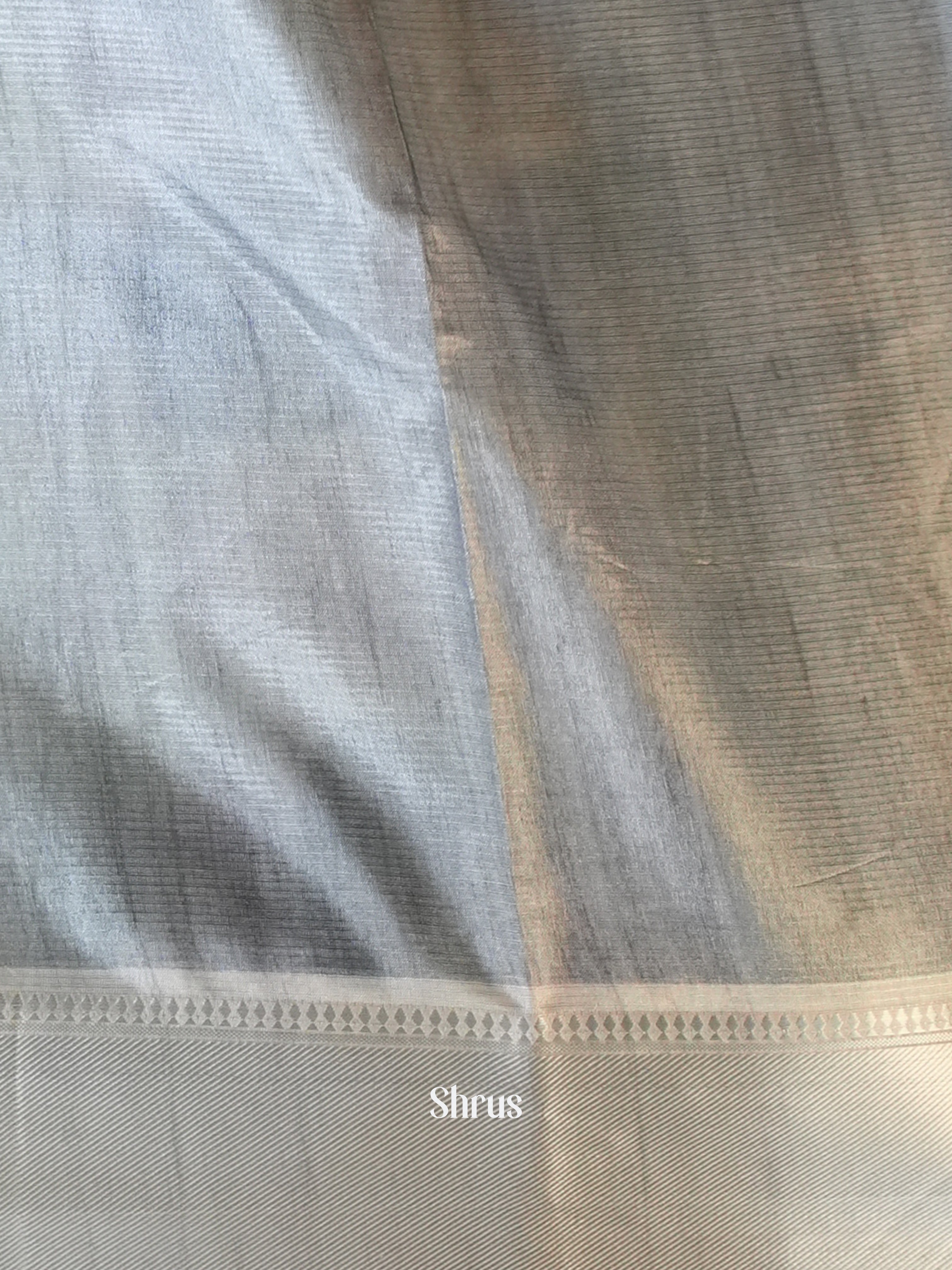 Purple & Grey - Printed Tussar Saree - Shop on Shrus.com