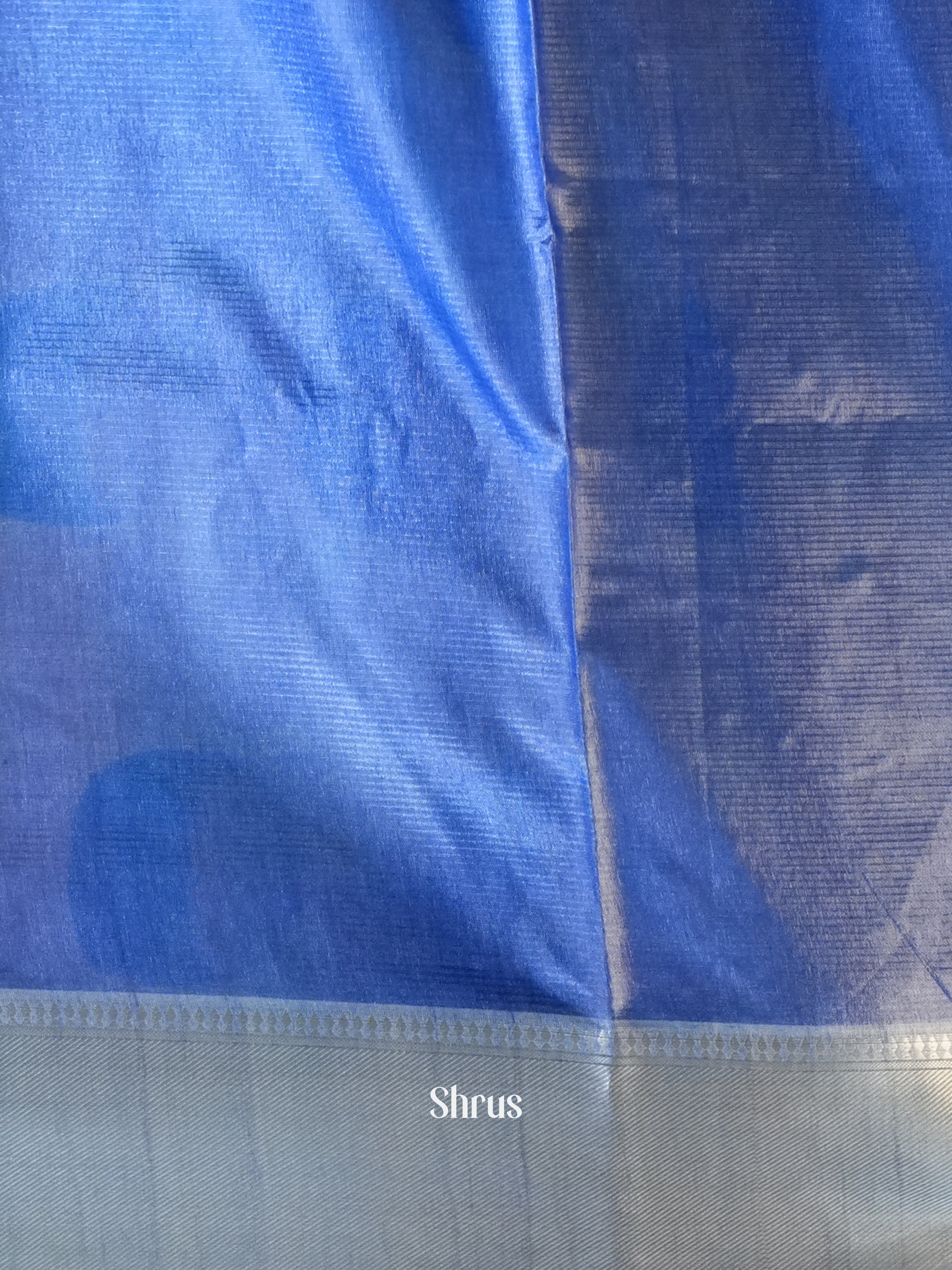 Purple & Blue - Printed Tussar Saree - Shop on Shrus.com