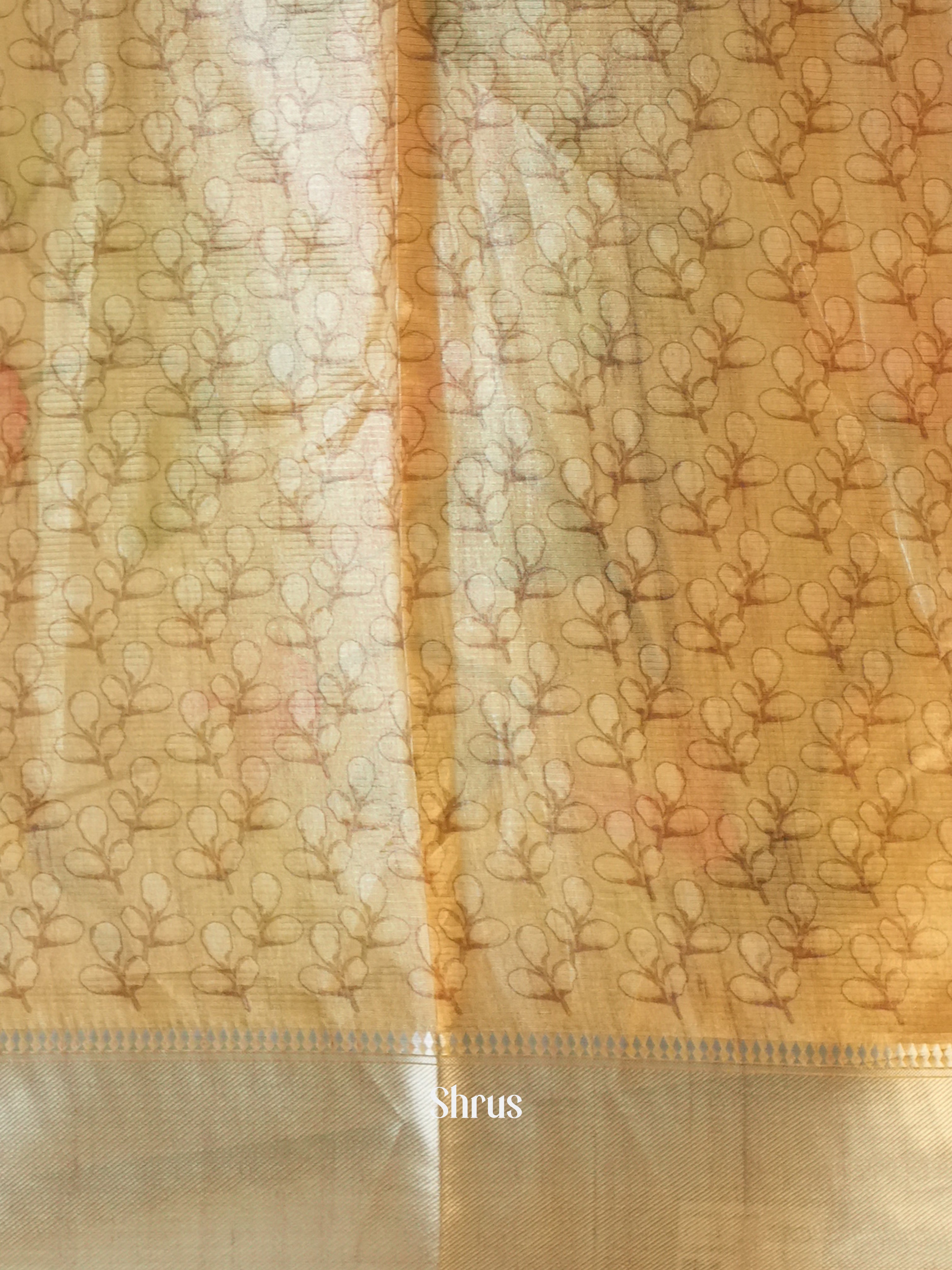 Brown & Cream- Printed Tussar Saree - Shop on Shrus.com