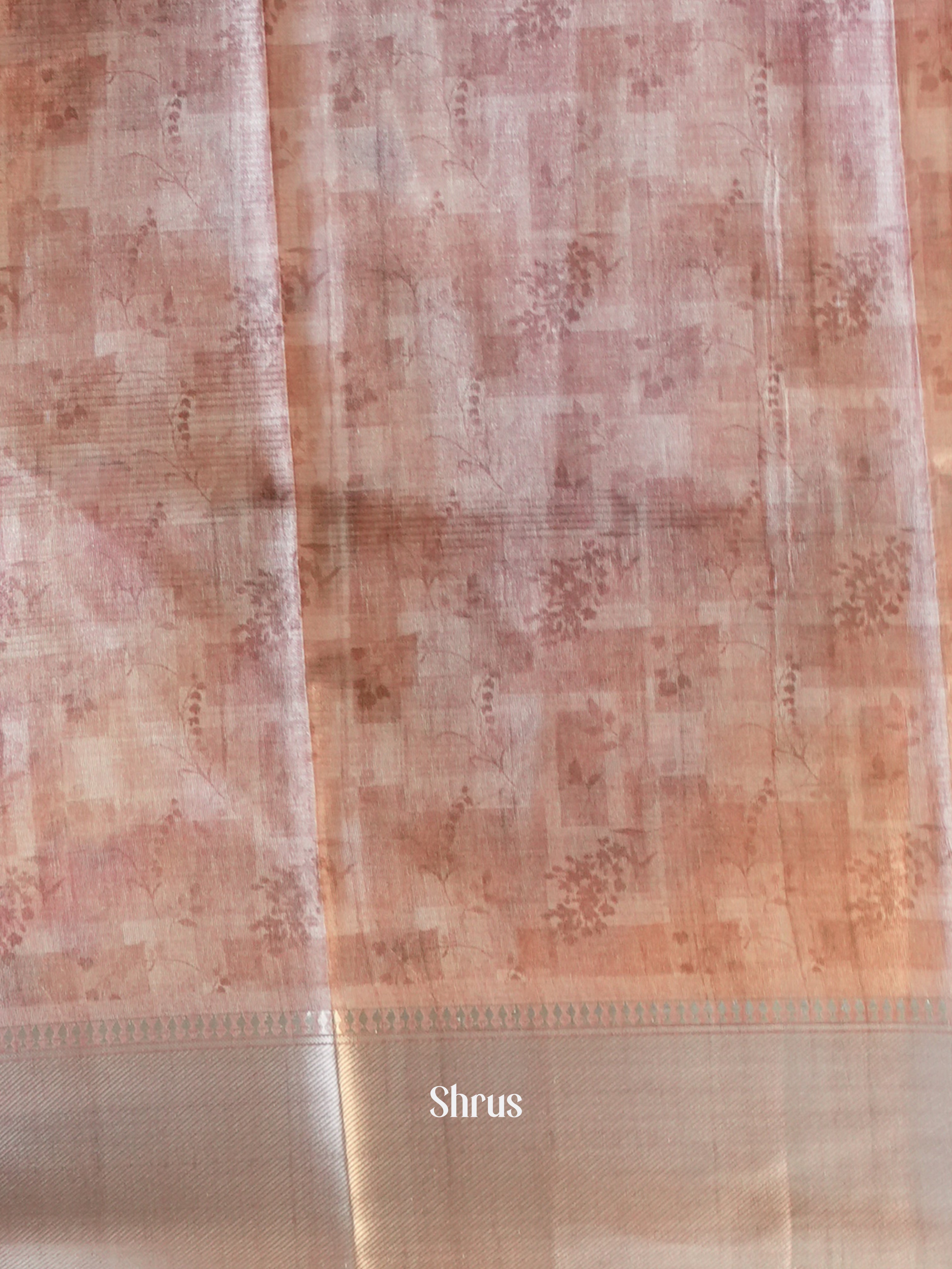 Blue & Peach - Printed Tussar Saree - Shop on Shrus.com