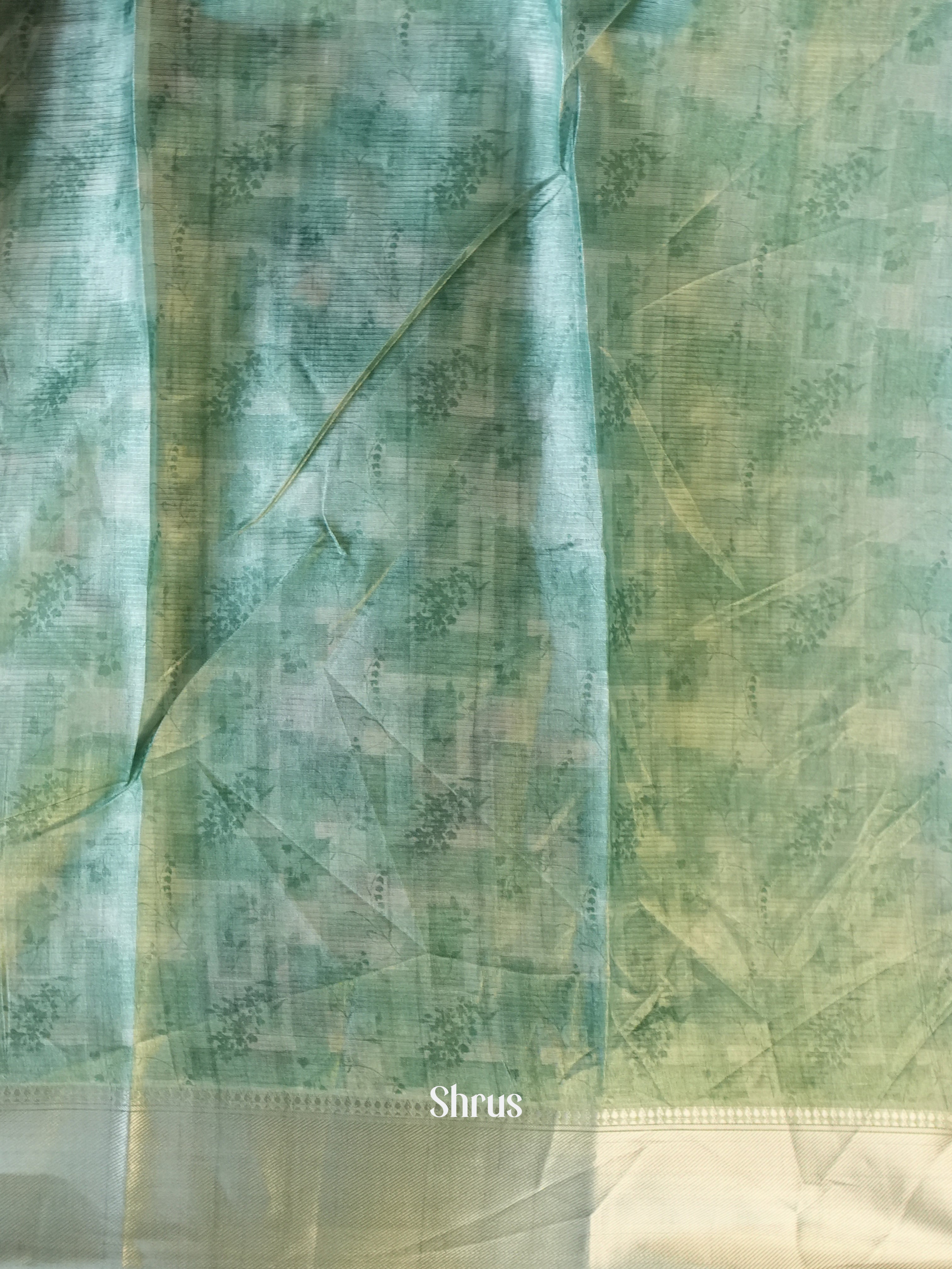 Brown & Green - Printed Tussar Saree - Shop on Shrus.com