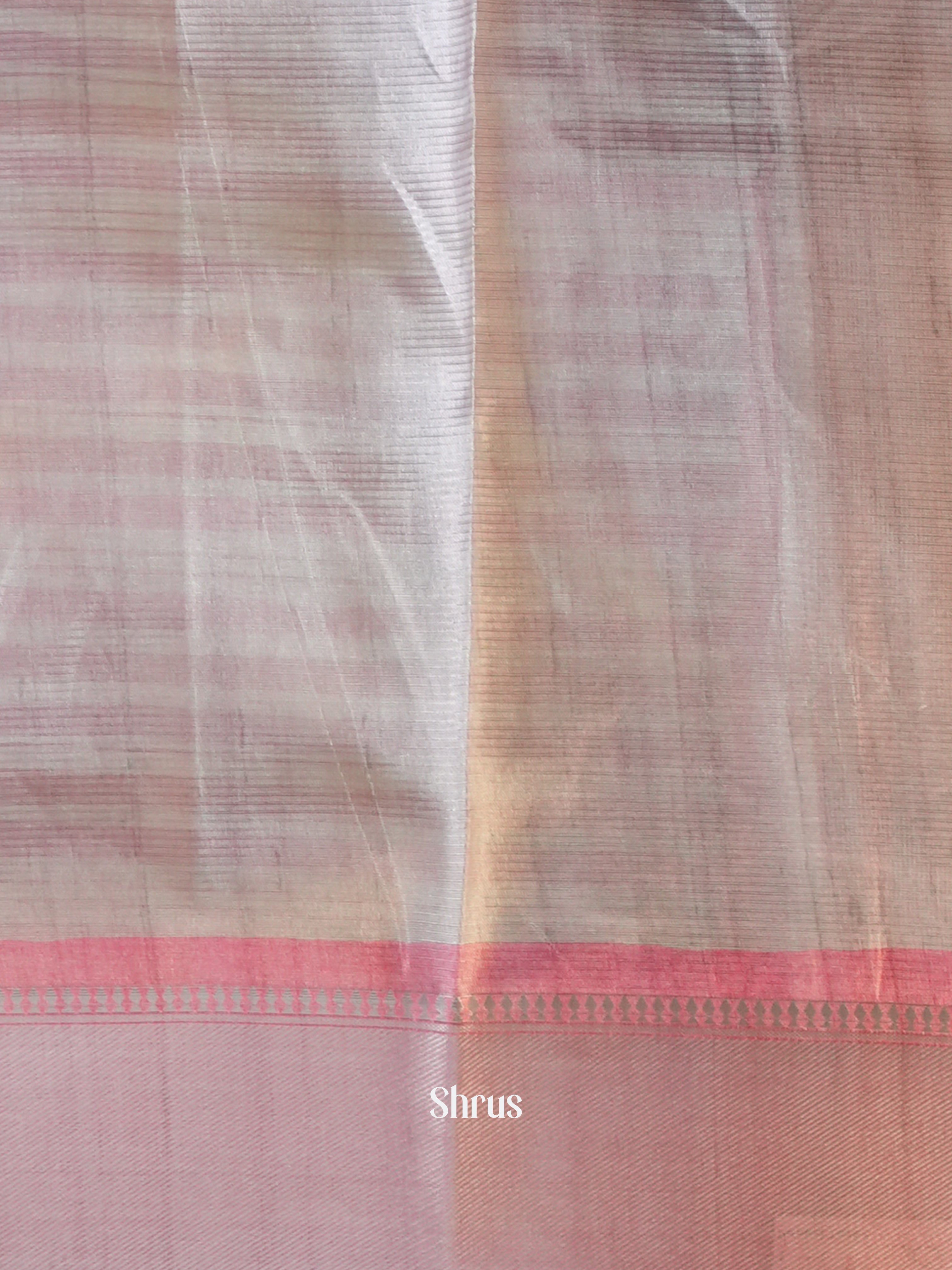 Grey & Pink - Printed Tussar Saree - Shop on Shrus.com