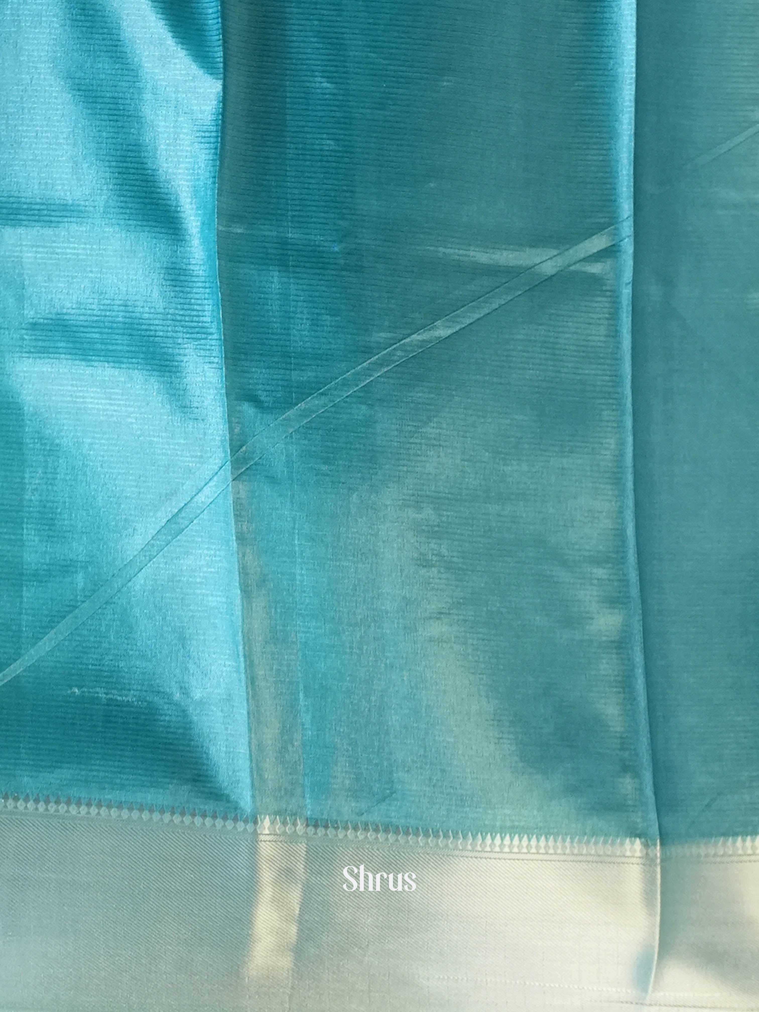 Blue - Printed Tussar Saree - Shop on Shrus.com