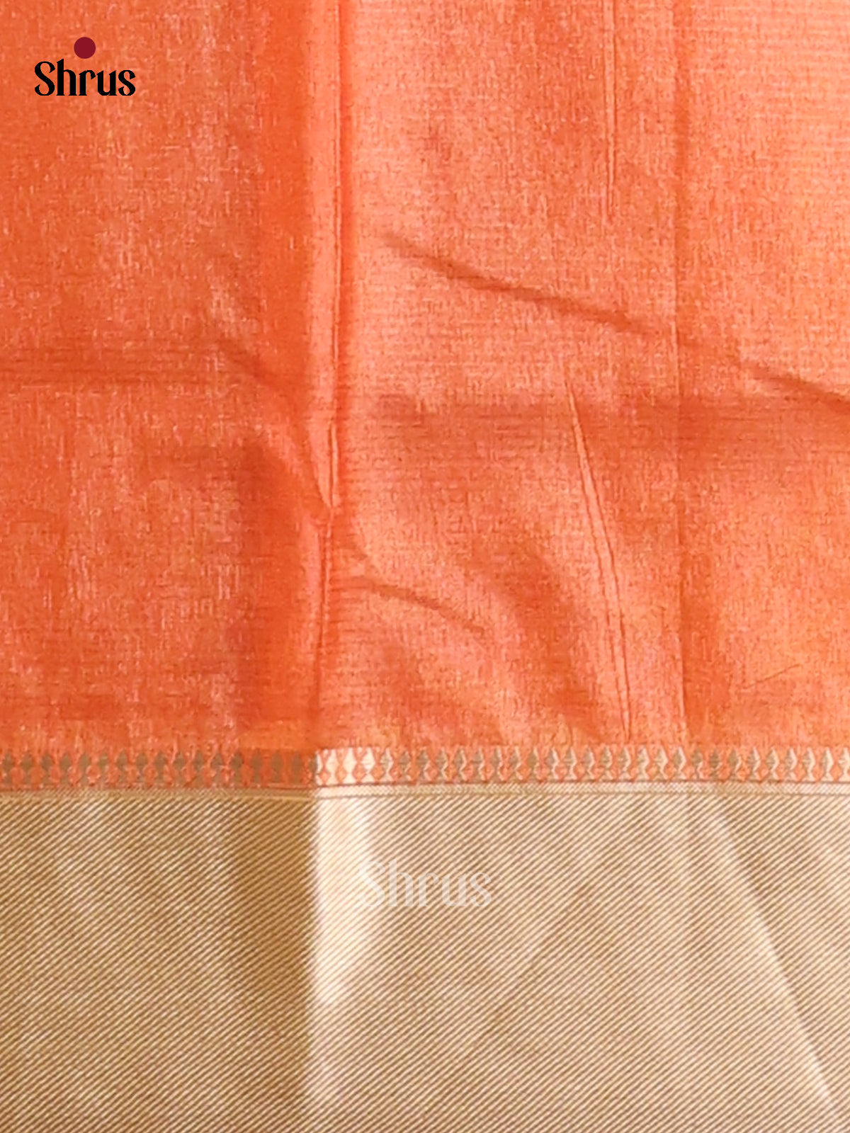 Orange - Printed Tussar - CIS06445 - Shop on Shrus.com