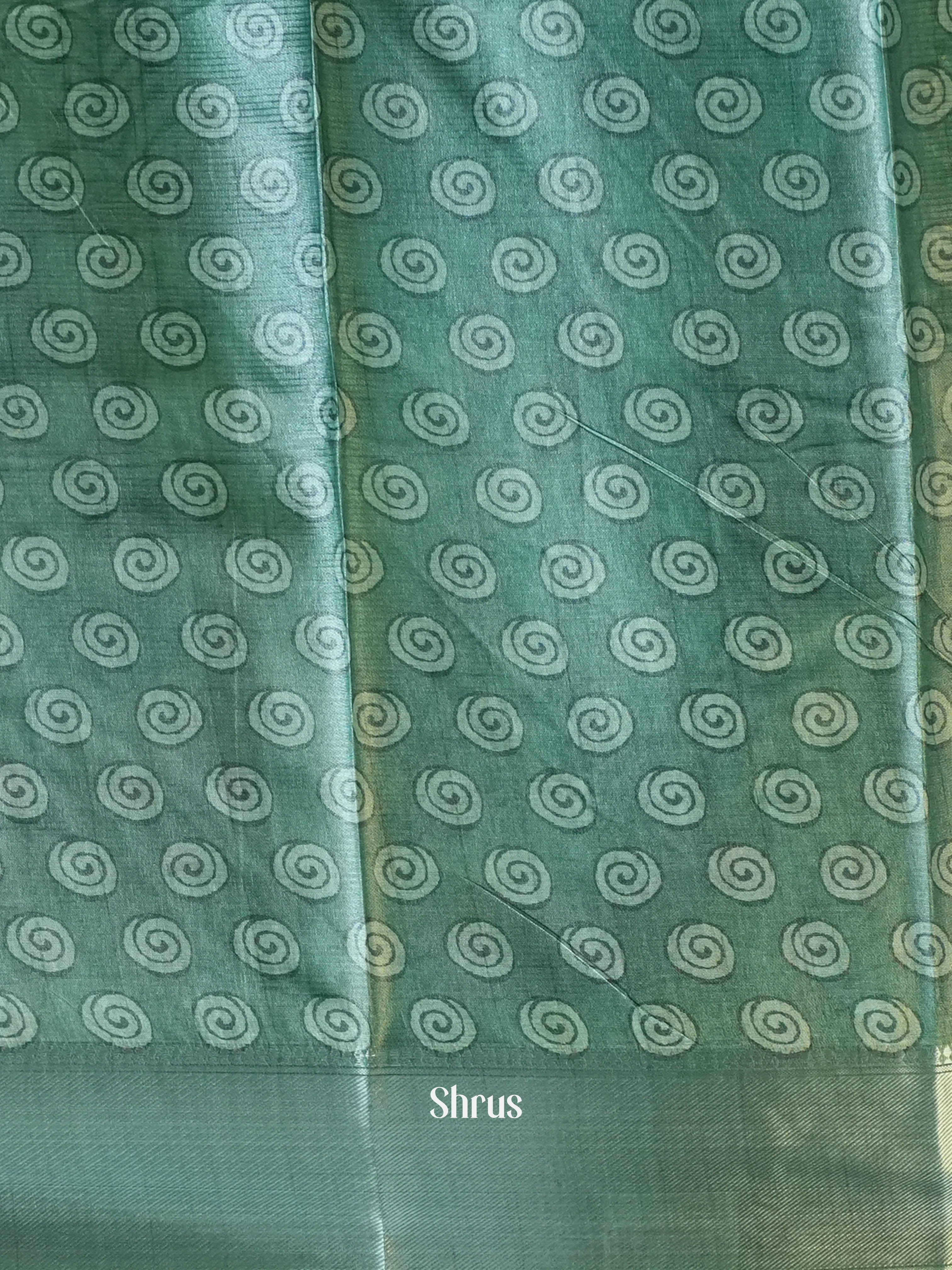 Green- Printed Tussar Saree - Shop on Shrus.com
