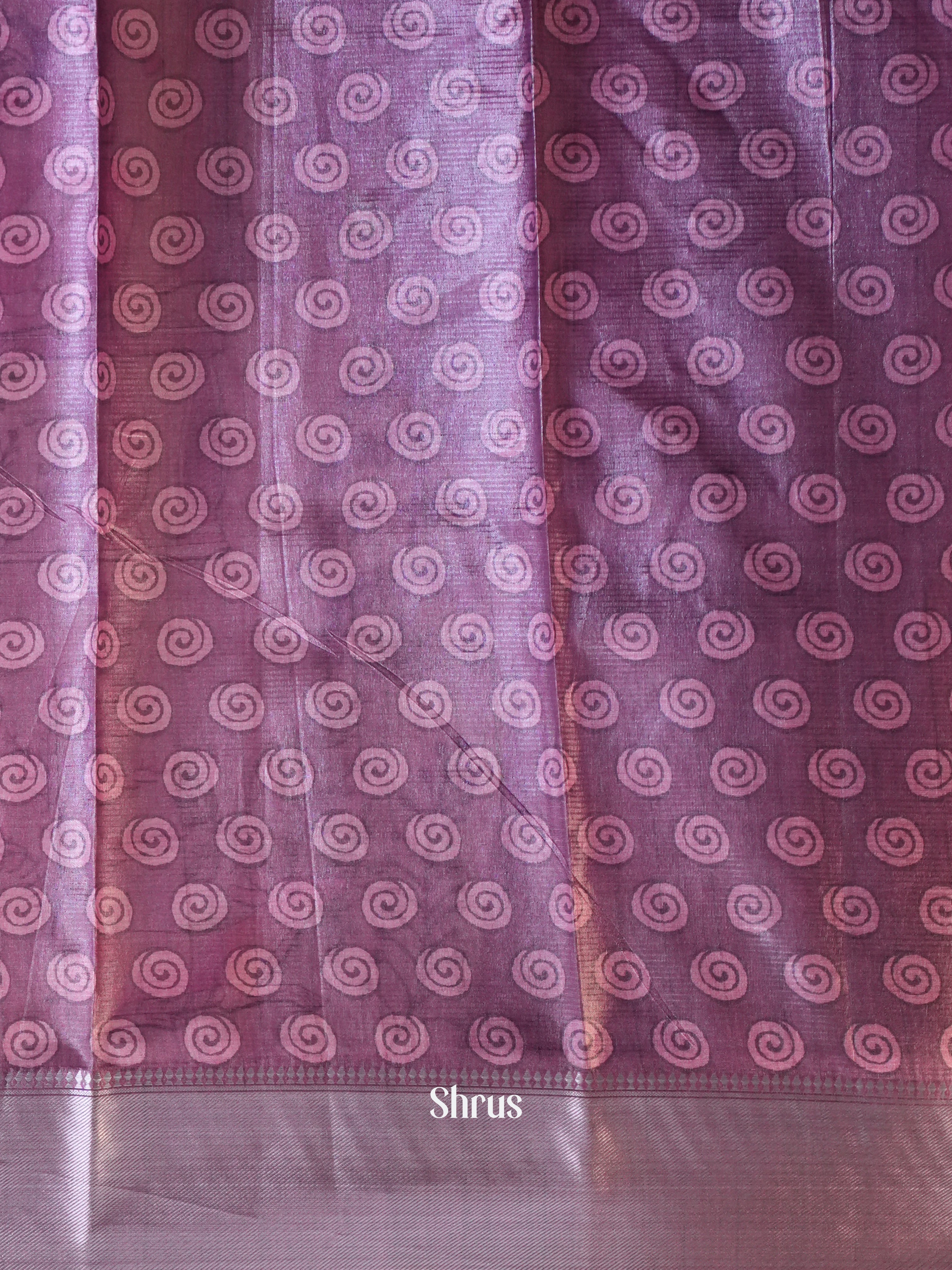Mild Lavender & Purple - Printed Tussar Saree - Shop on Shrus.com