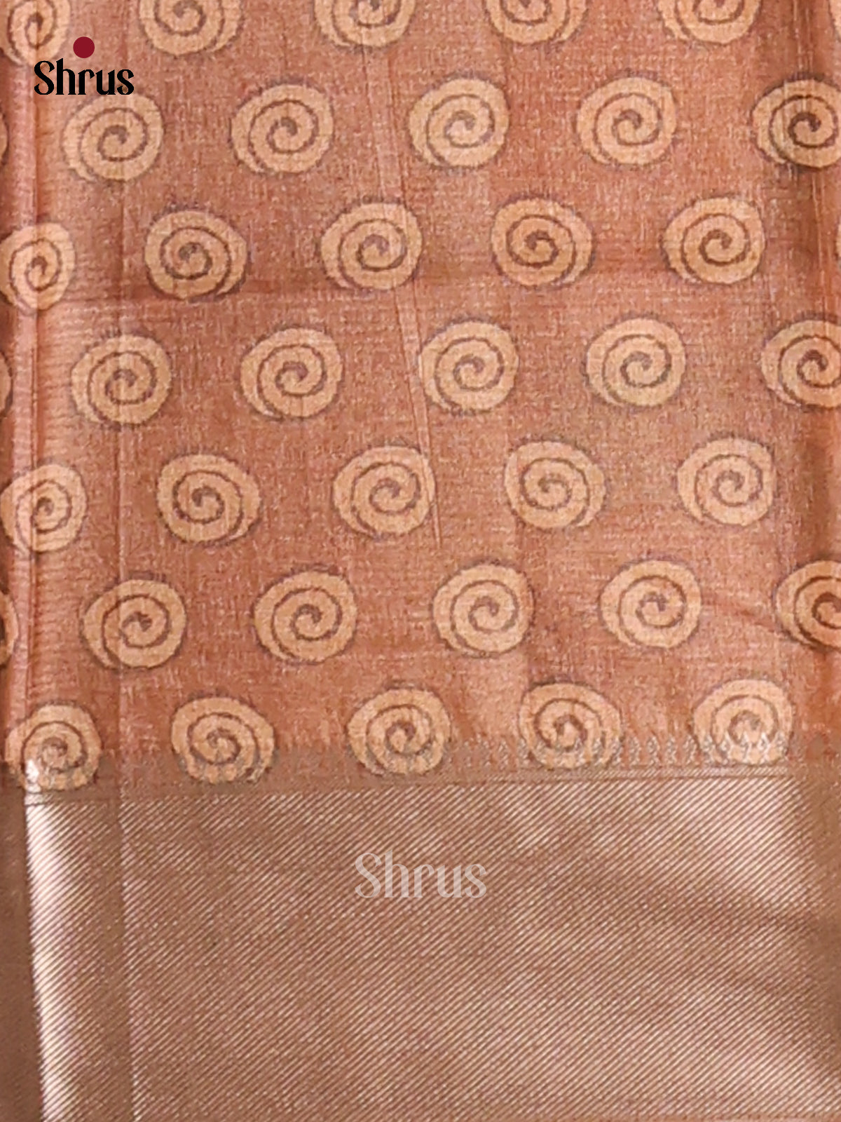 Brown with beige - Printed Tussar - CIS06453 - Shop on Shrus.com