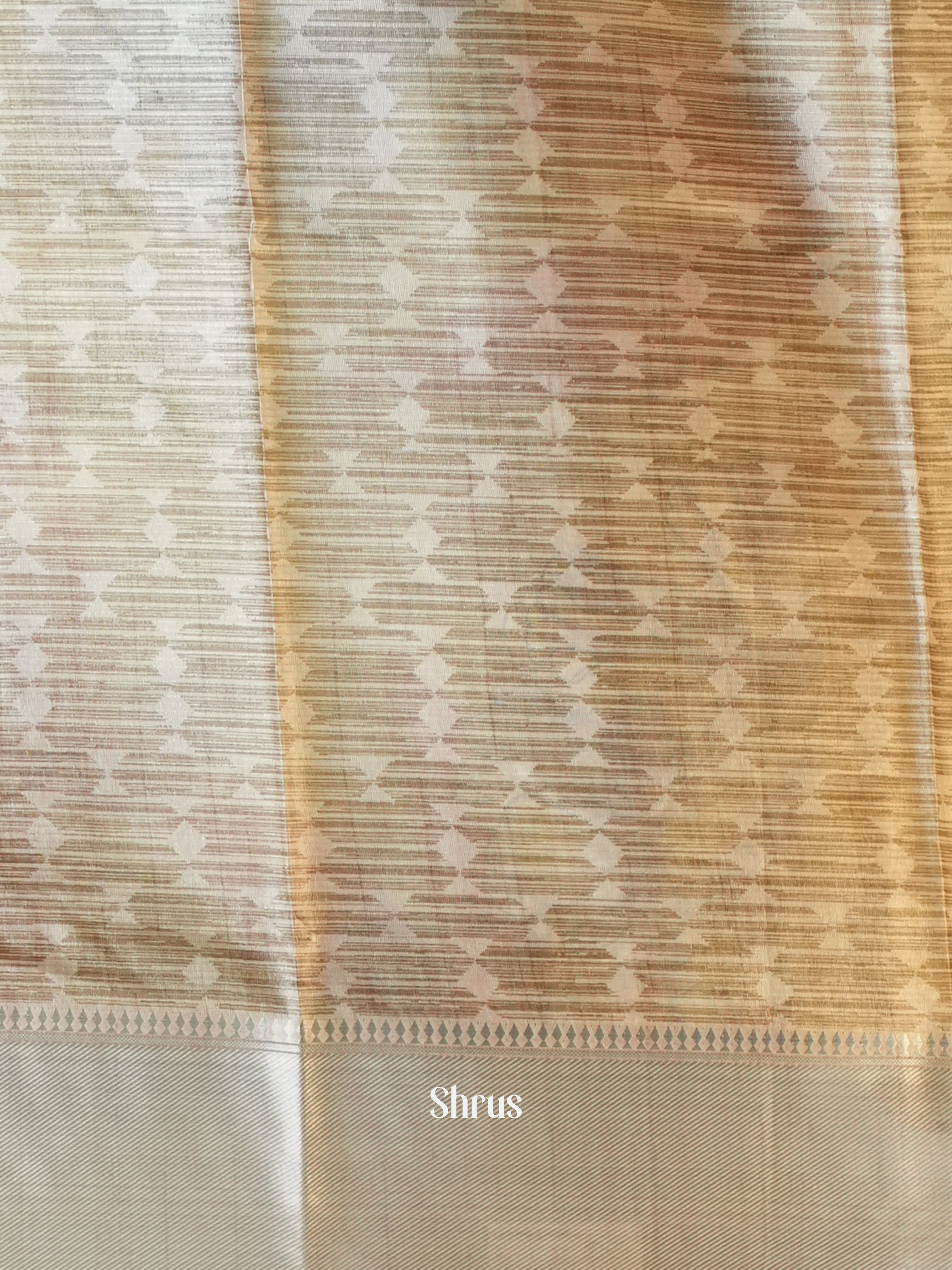Cream - Printed Tussar Saree - Shop on Shrus.com