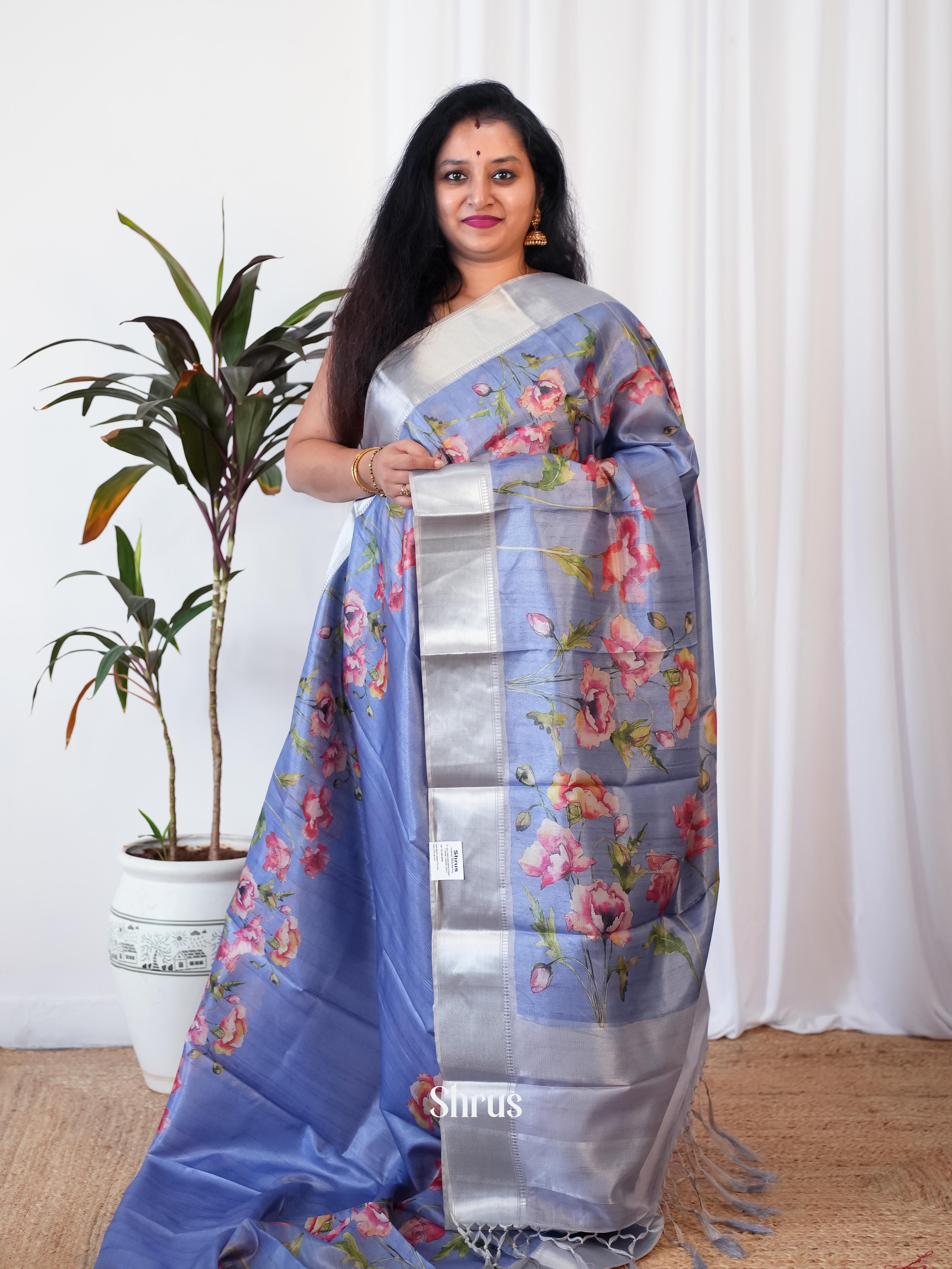 CIS06457 - Printed Tussar Saree - Shop on Shrus.com