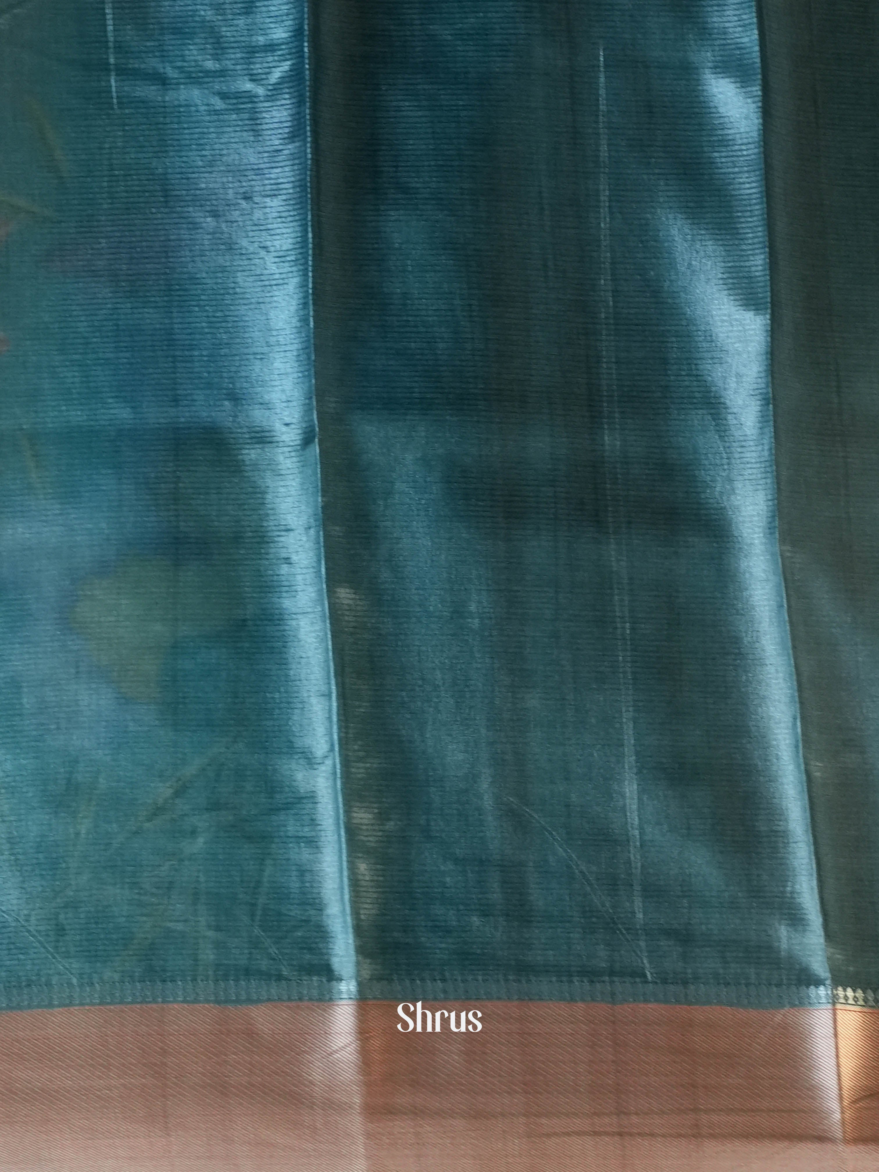 Blue - Printed Tussar Saree - Shop on Shrus.com