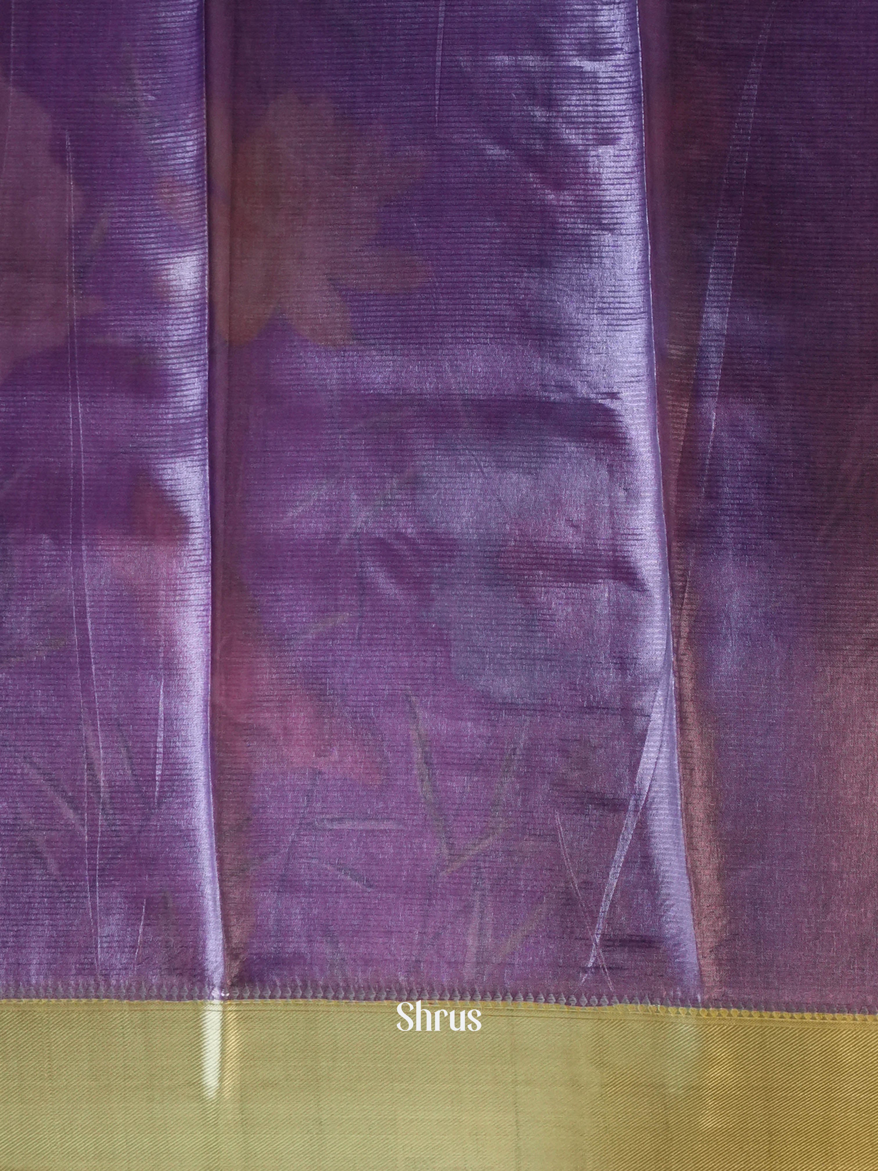 Purple & Green - Printed Tussar Saree - Shop on Shrus.com