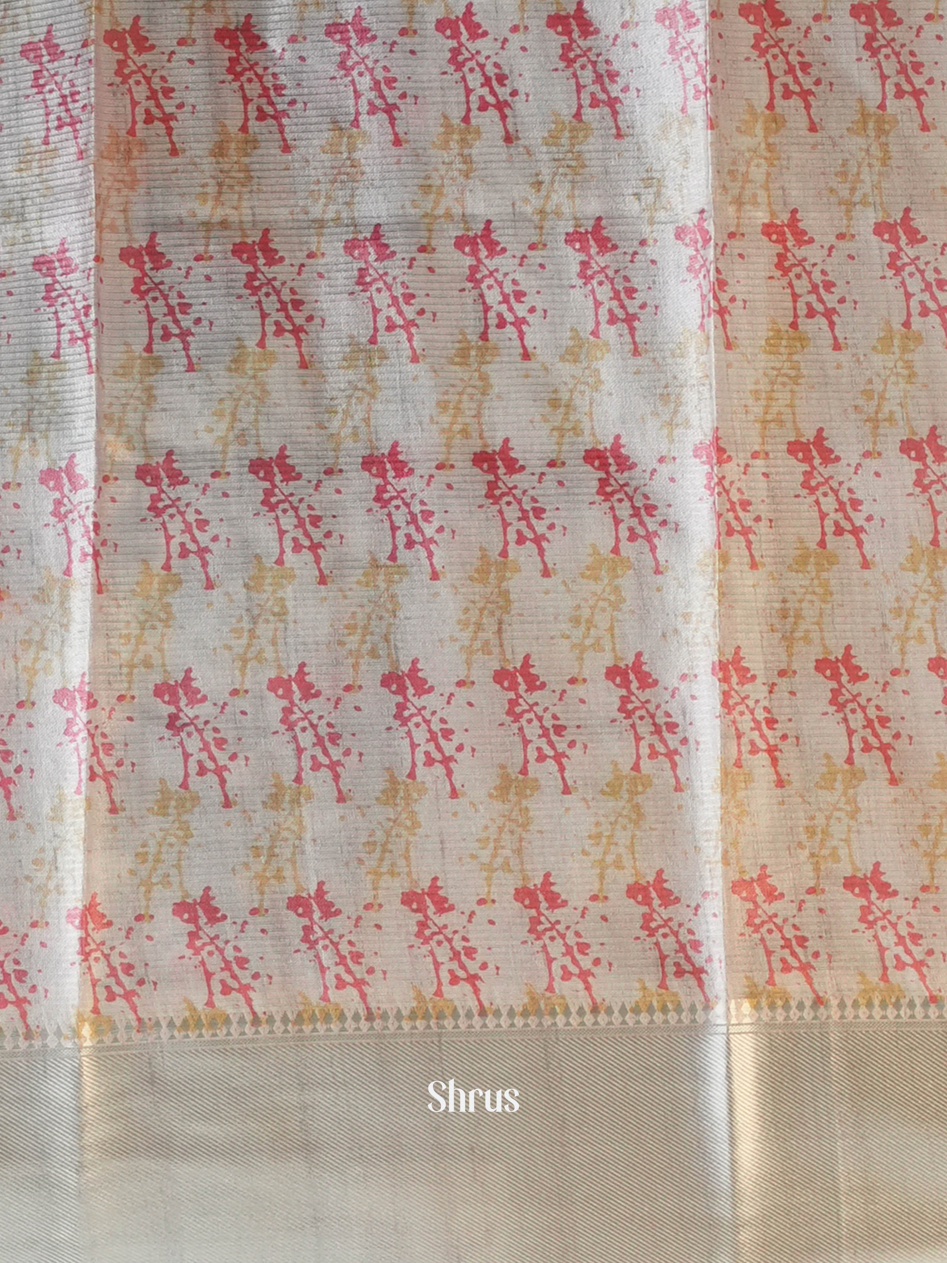Grey - Printed Tussar Saree - Shop on Shrus.com