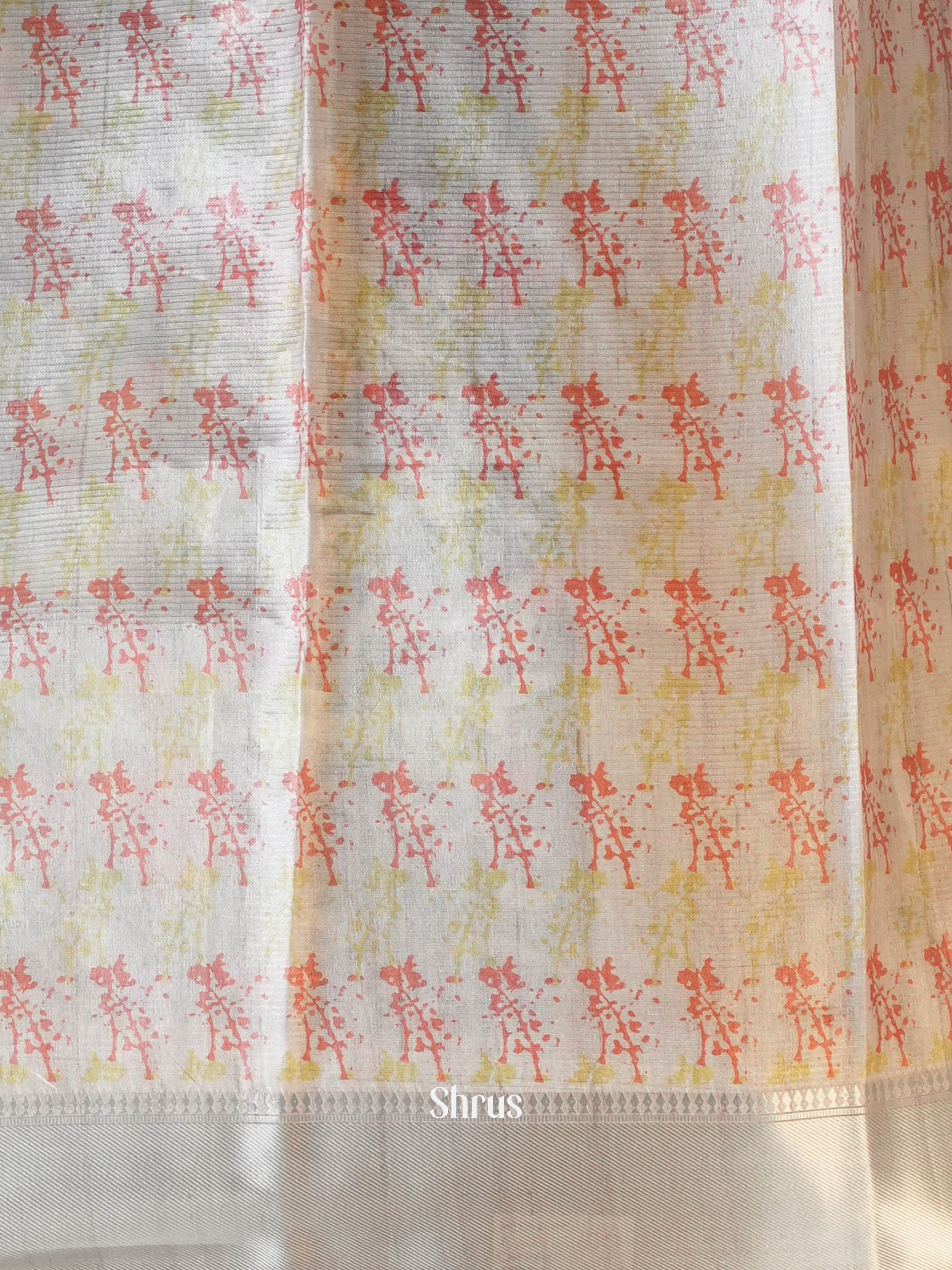 Grey - Printed Tussar Saree - Shop on Shrus.com