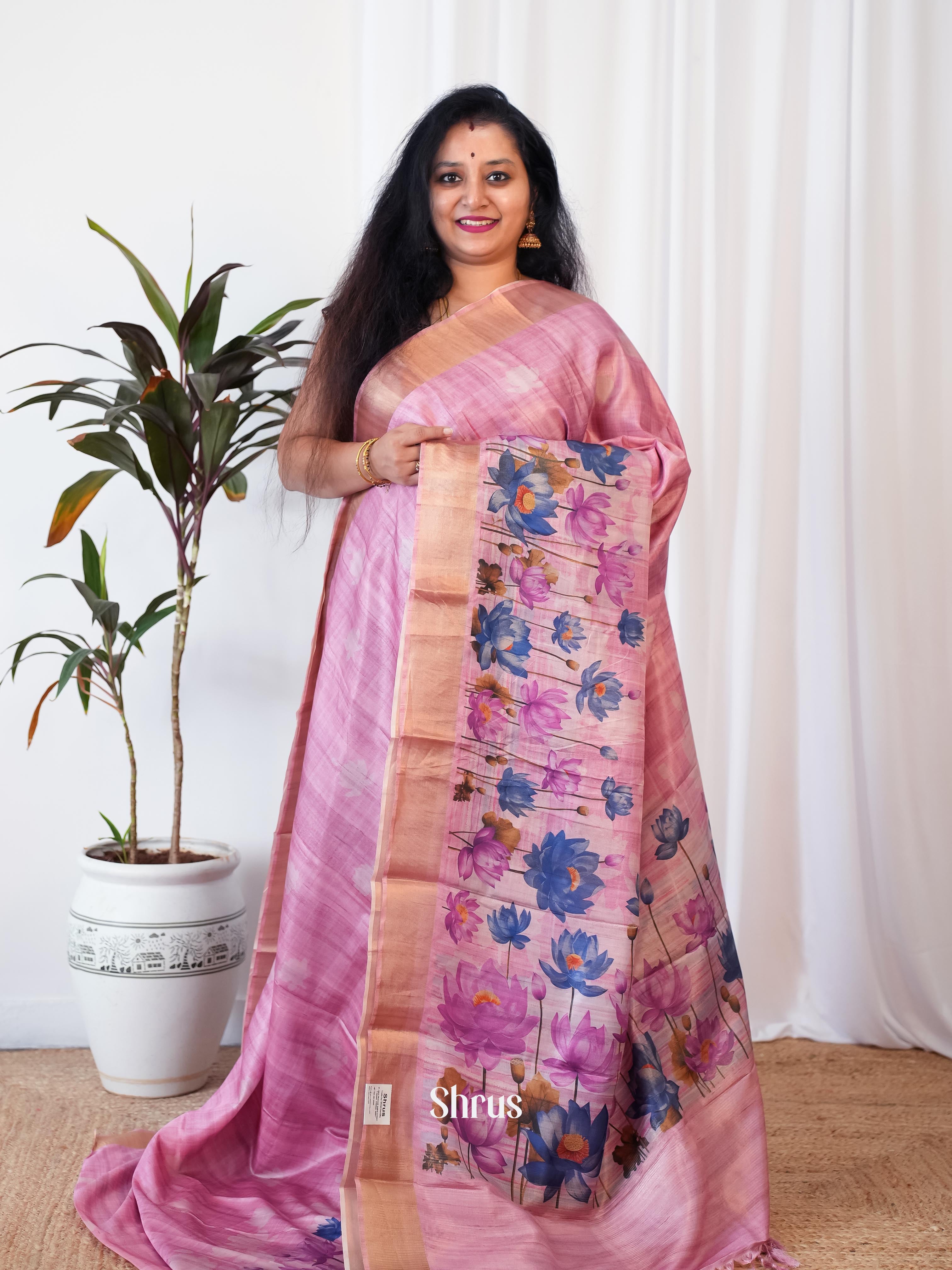 CIS06474 - Printed Tussar Saree - Shop on Shrus.com
