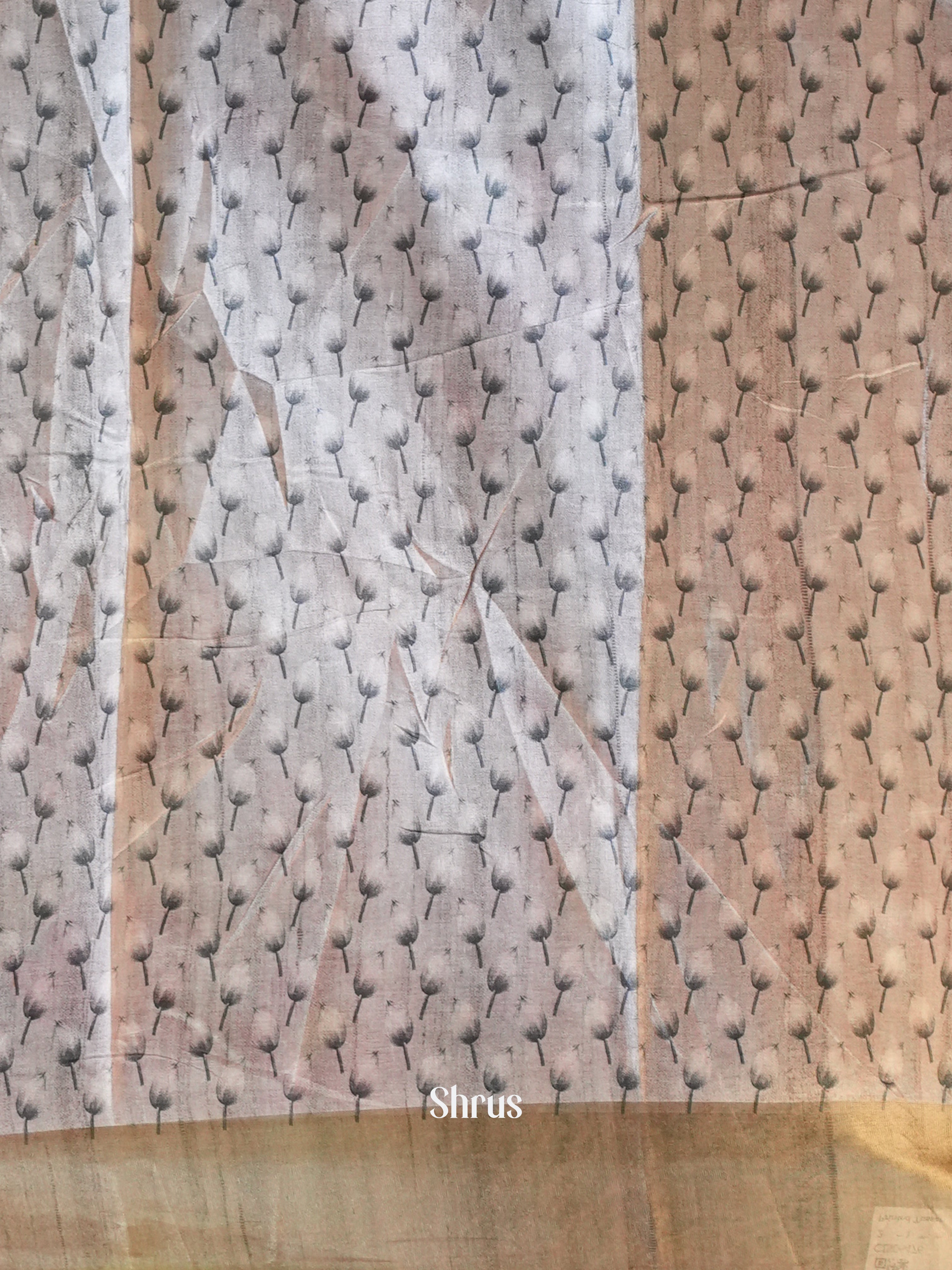 Grey - Printed Tussar Saree - Shop on Shrus.com
