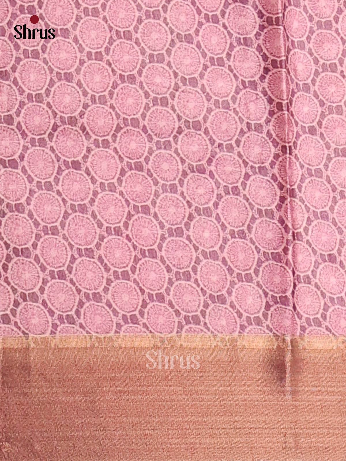 Beige with Purple - Printed Tussar - CIS06479 - Shop on Shrus.com