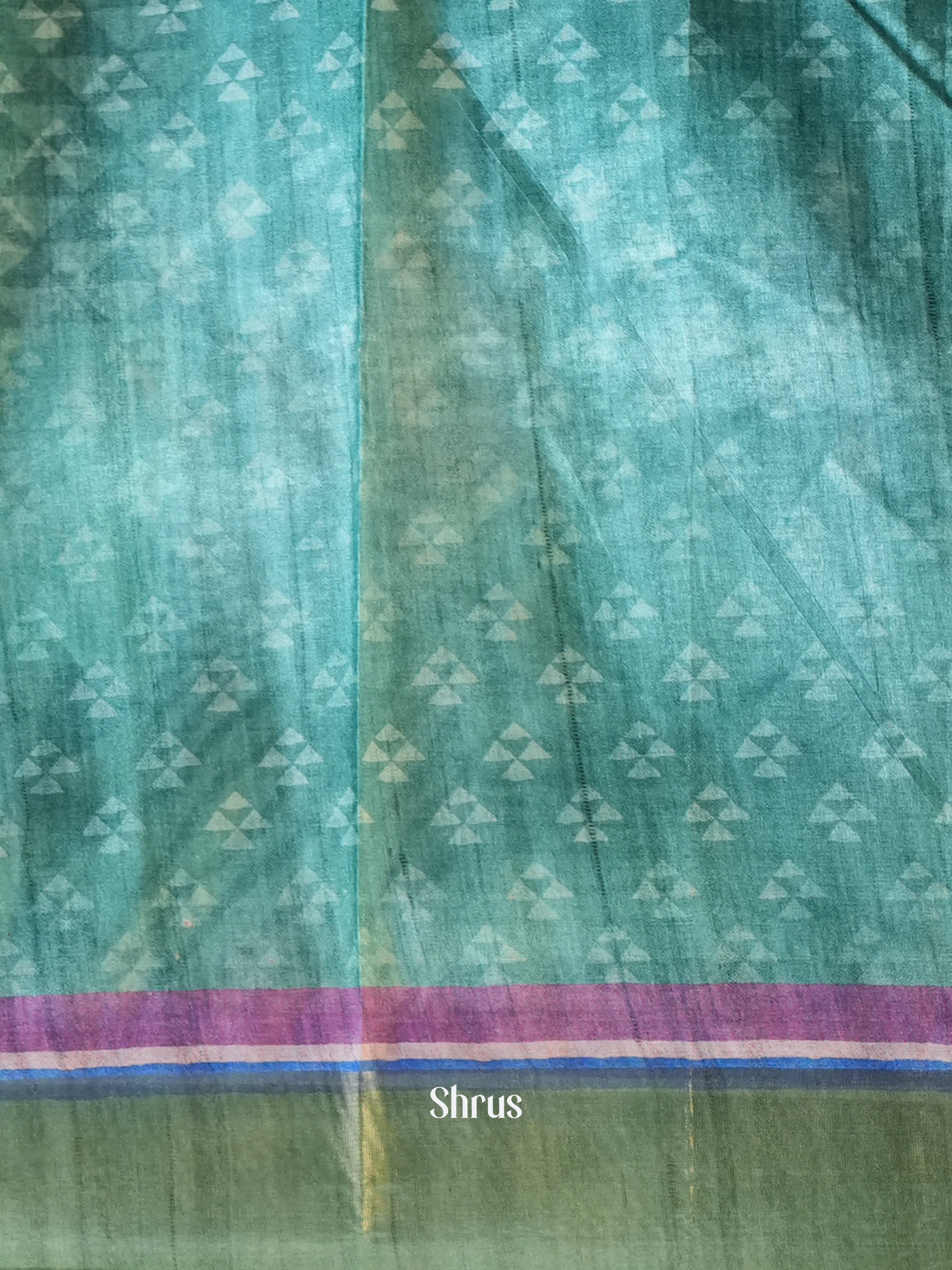 Purple & Green - Printed Tussar Saree - Shop on Shrus.com