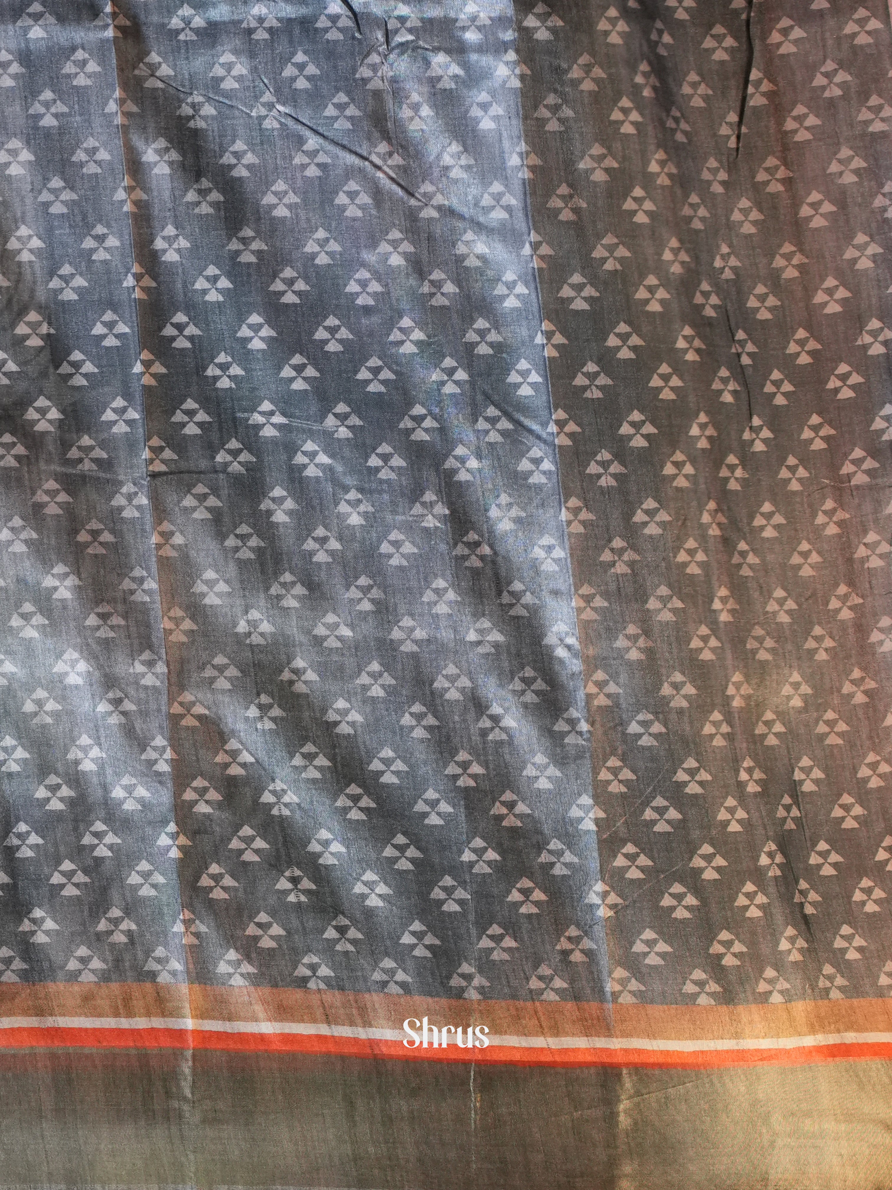 Multicolor & Grey - Printed Tussar Saree - Shop on Shrus.com