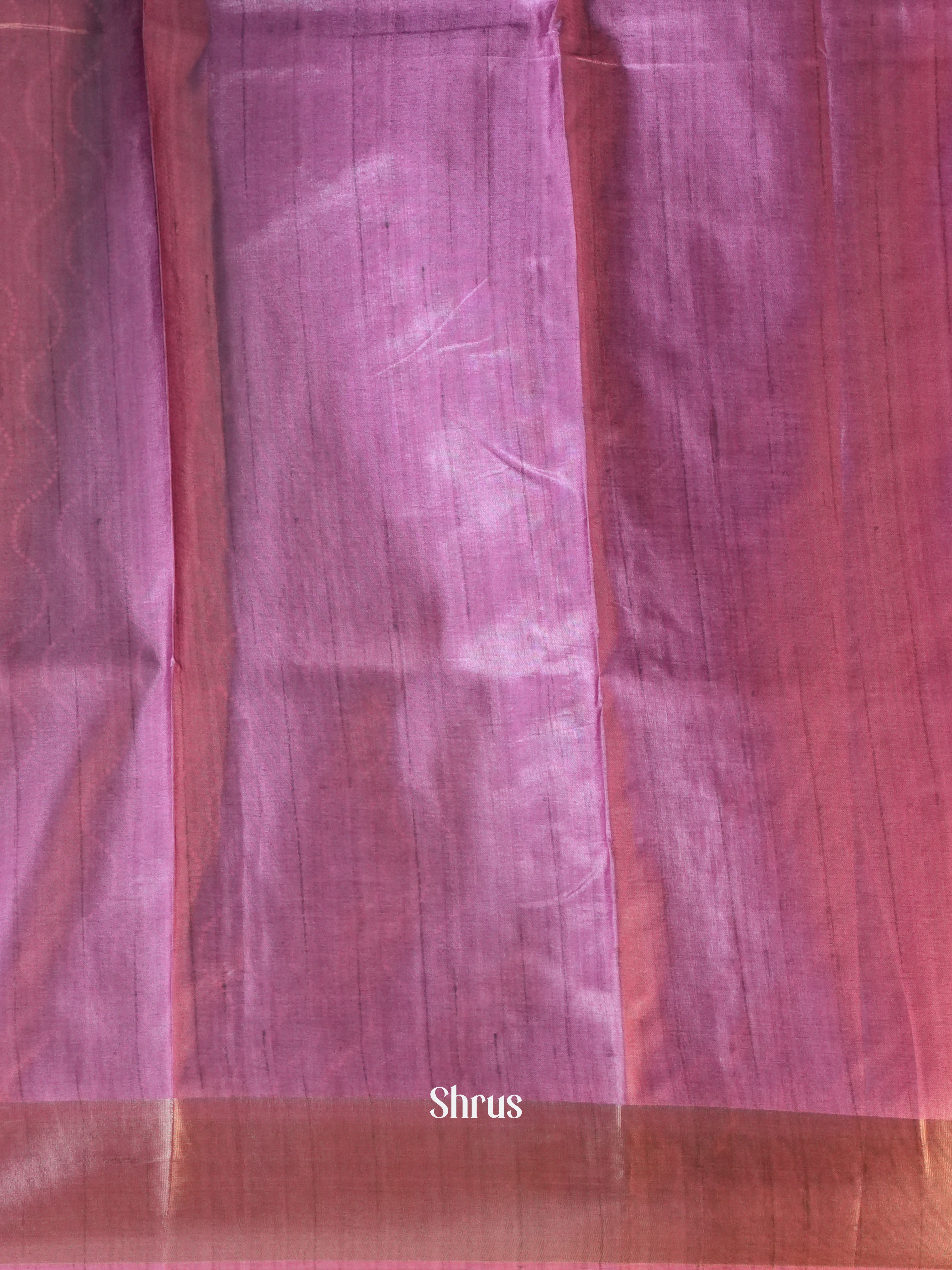 Blue & Pink - Printed Tussar Saree - Shop on Shrus.com