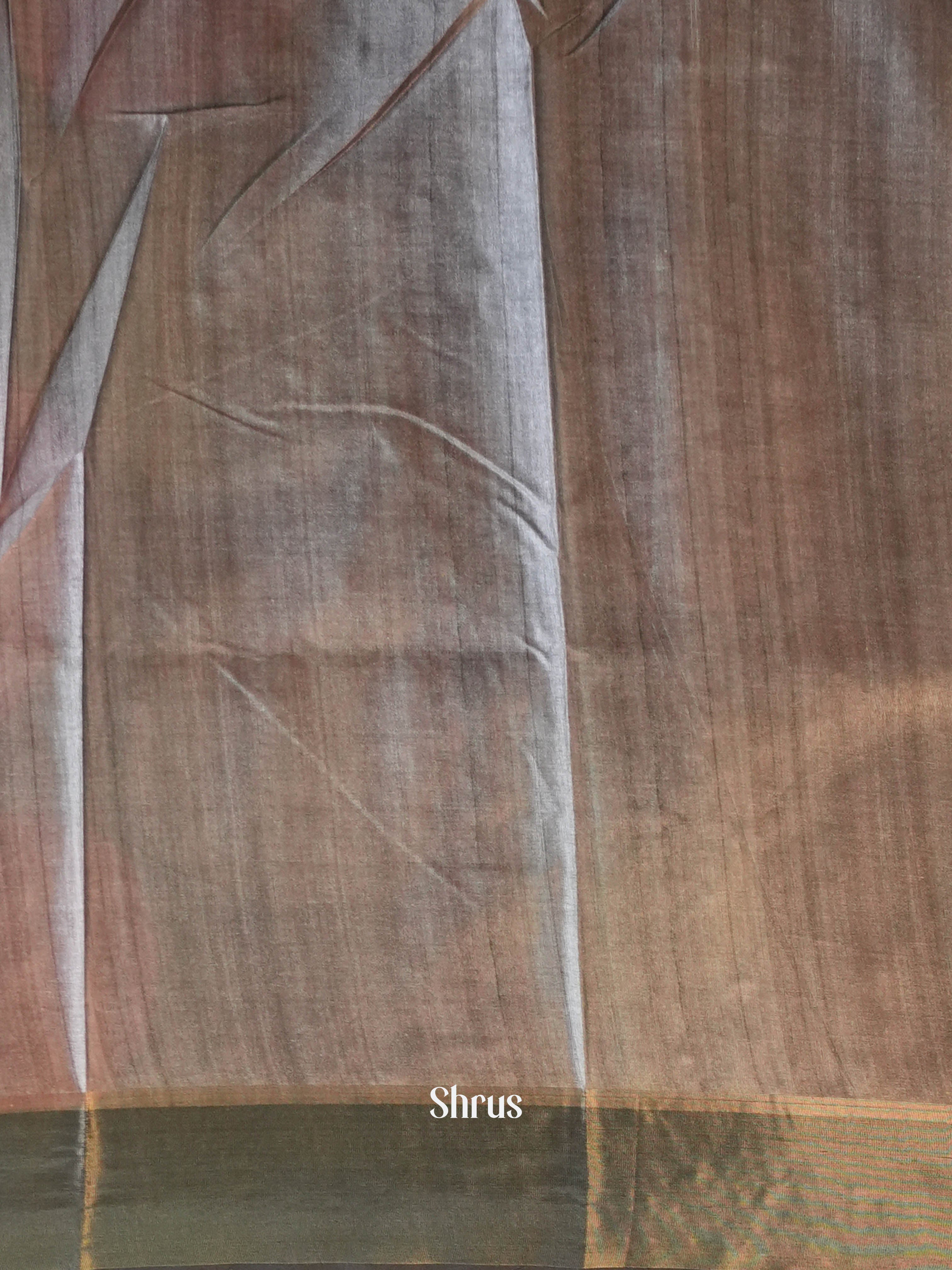 Grey - Printed Tussar Saree - Shop on Shrus.com