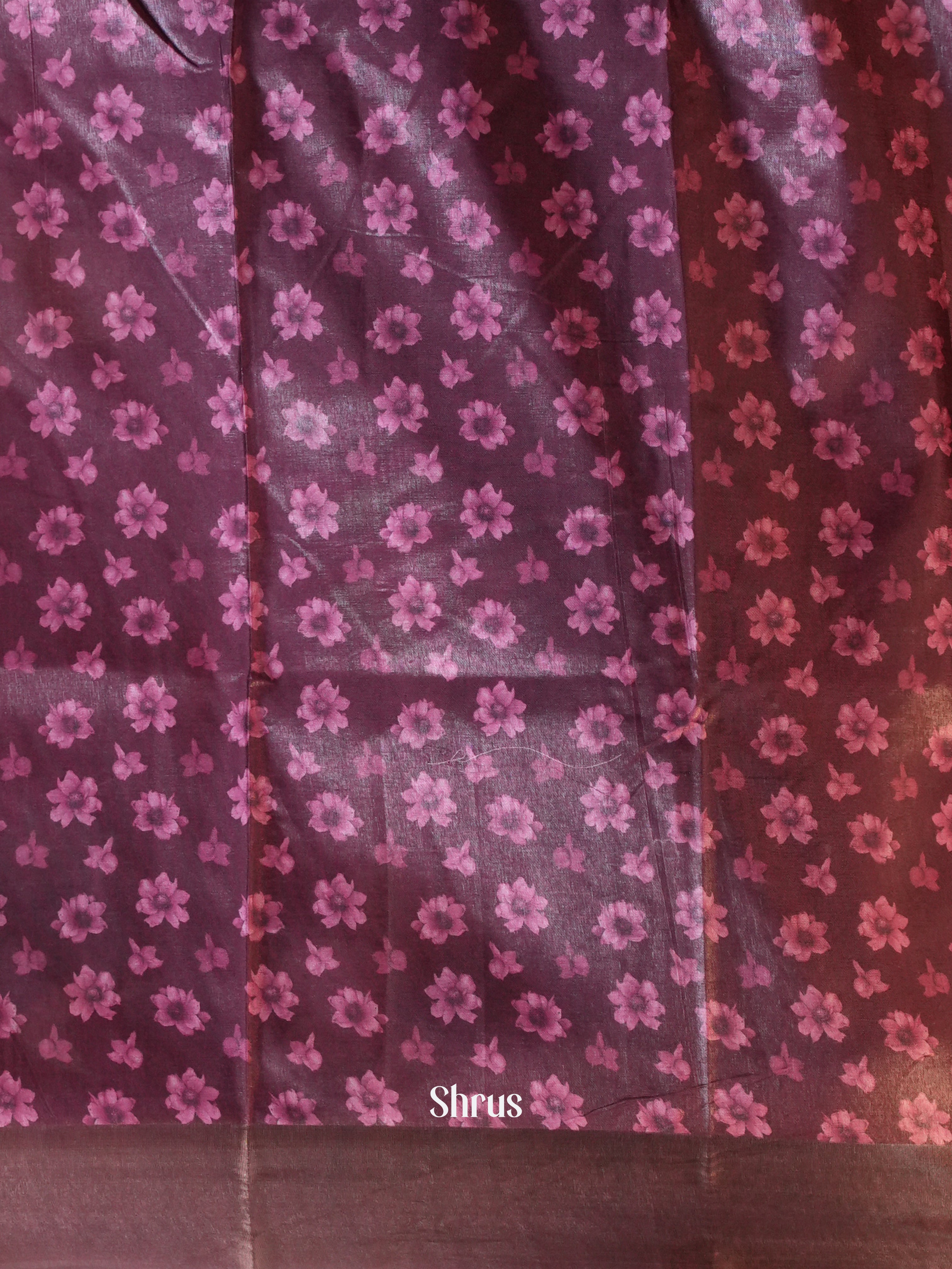 Purple - Printed Tussar Saree - Shop on Shrus.com